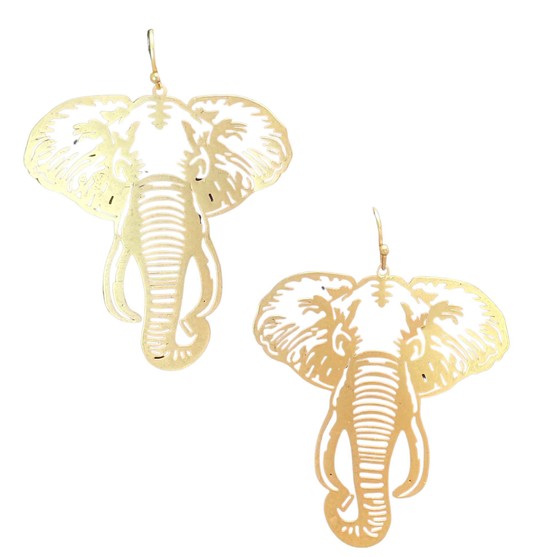 Elephant silhouette earrings in gold 