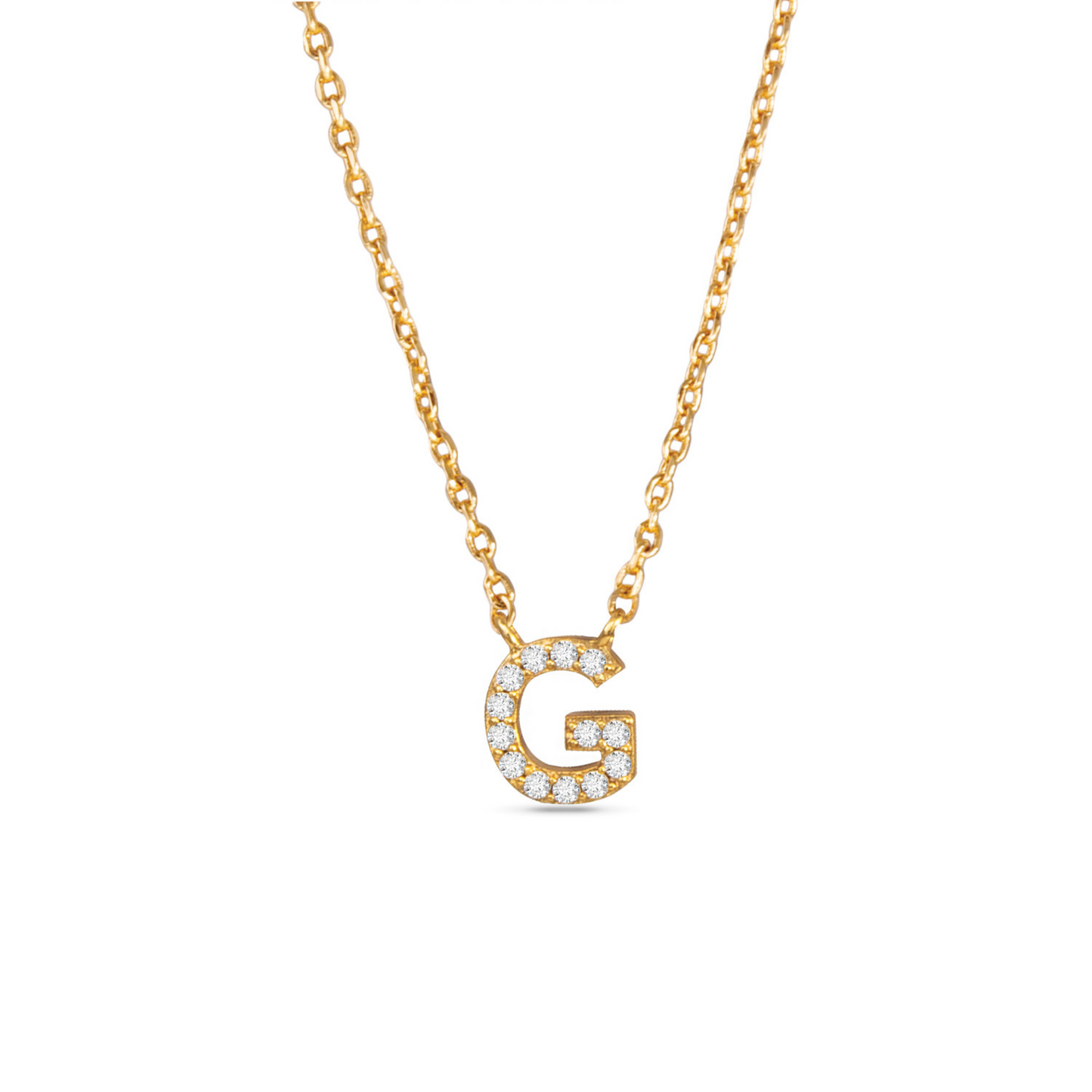 Gold CZ initial necklace (G)