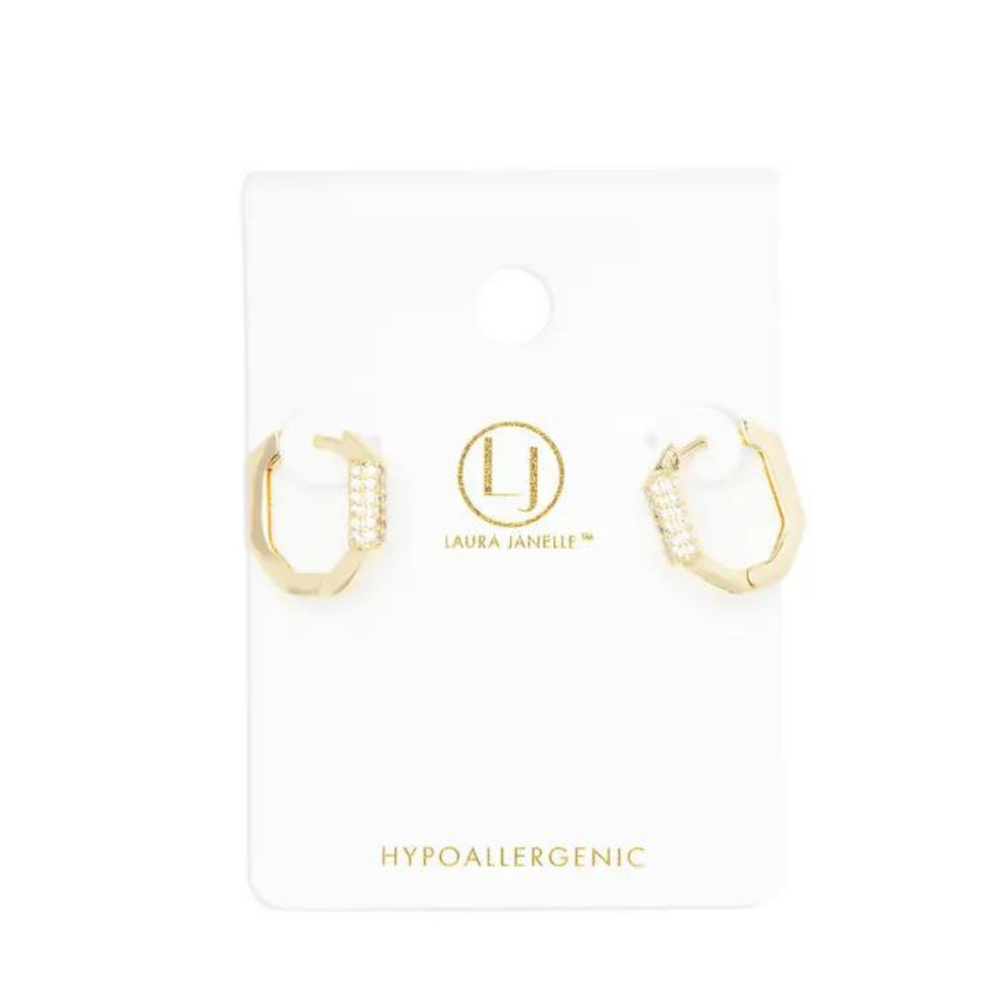 Small geometric hoop earrings in gold