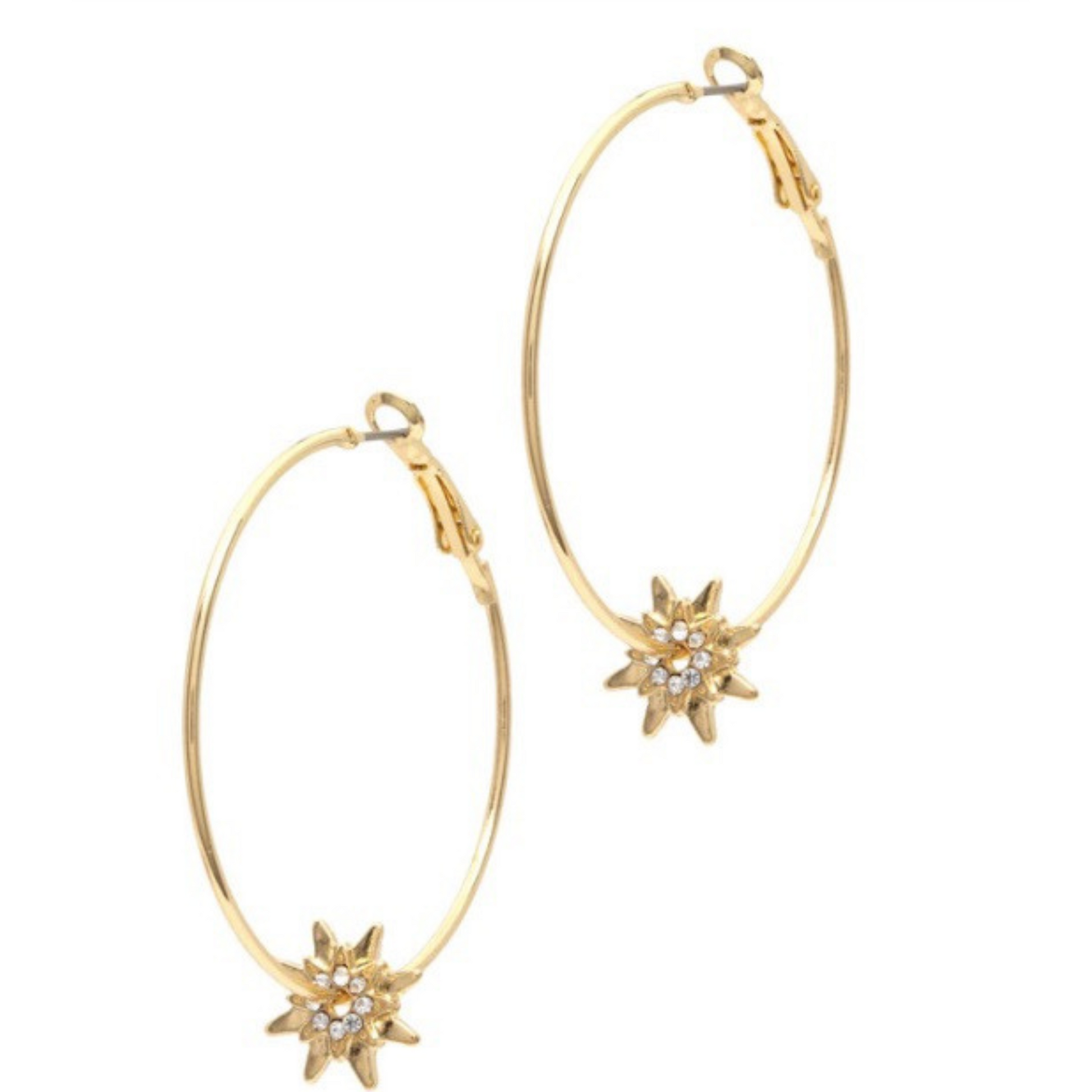 gold hoop earrings with a star accent