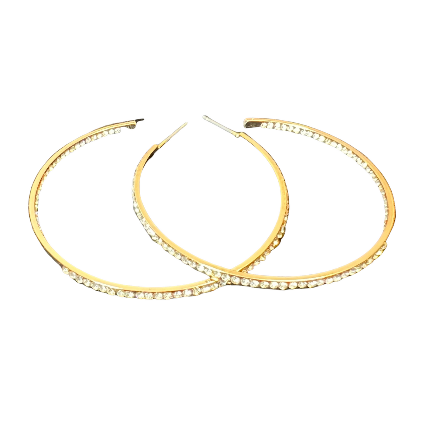 rhinestone lined hoops in gold