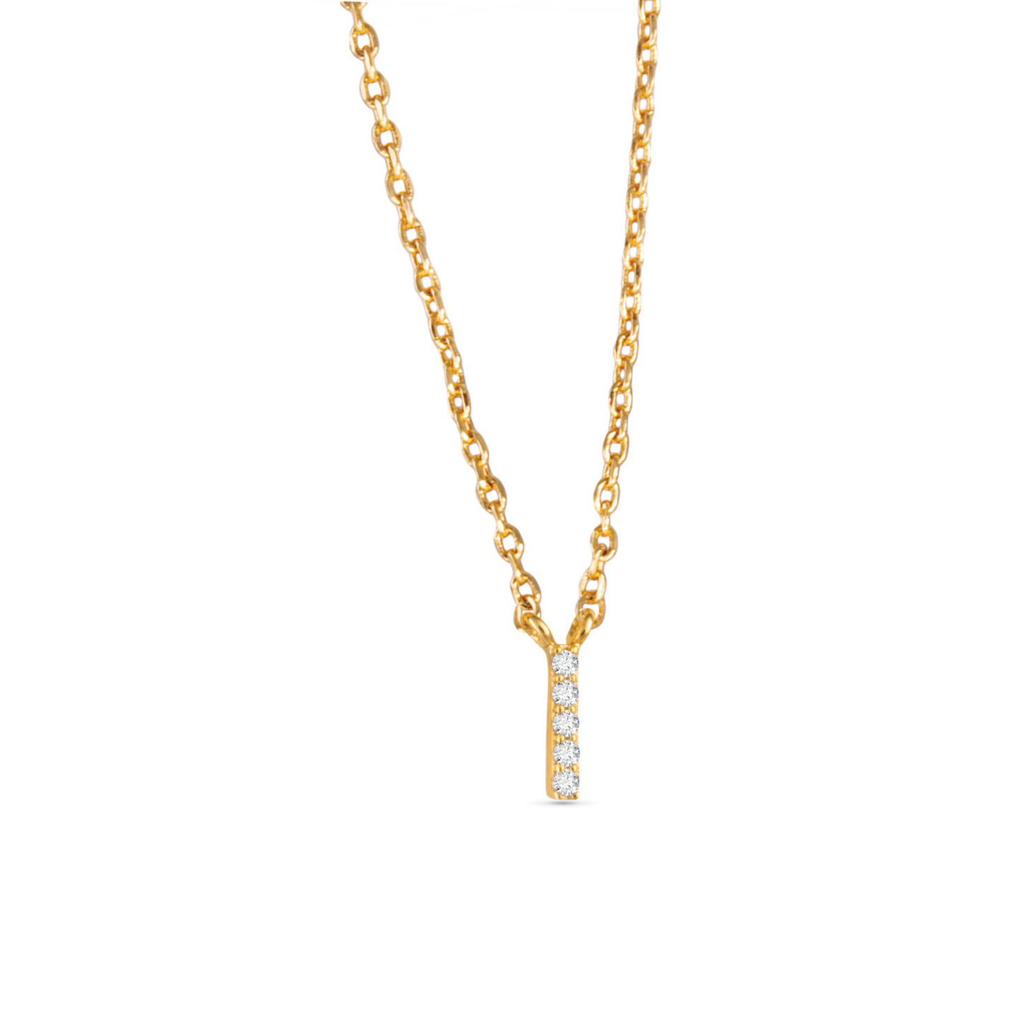 Gold CZ initial necklace (I)