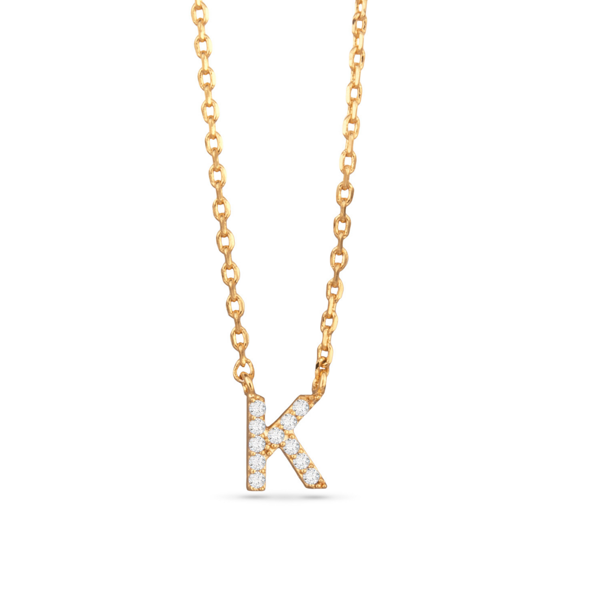 Gold CZ initial necklace (K)