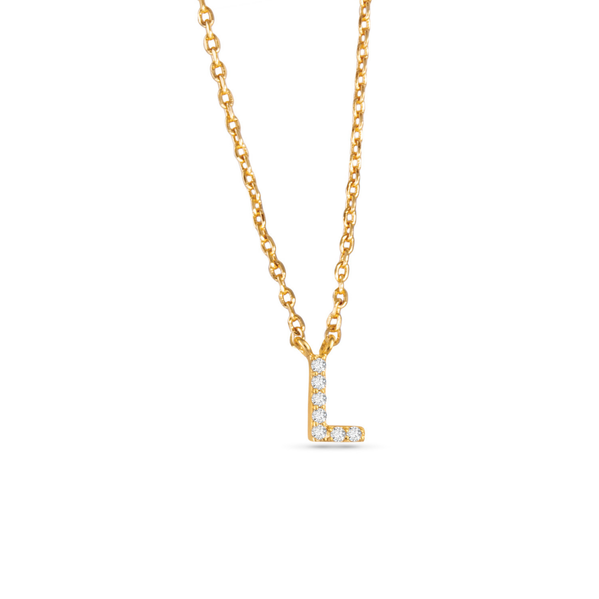 Gold CZ initial necklace (L)