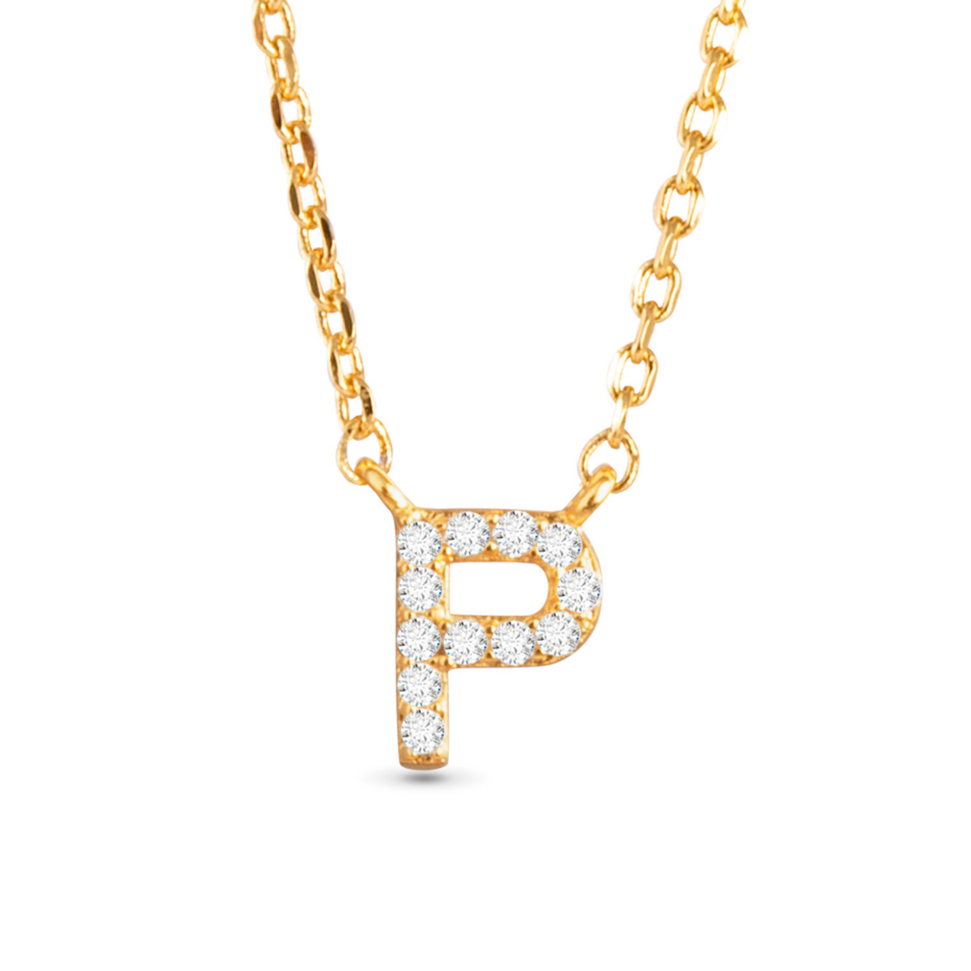 Gold CZ initial necklace (P)