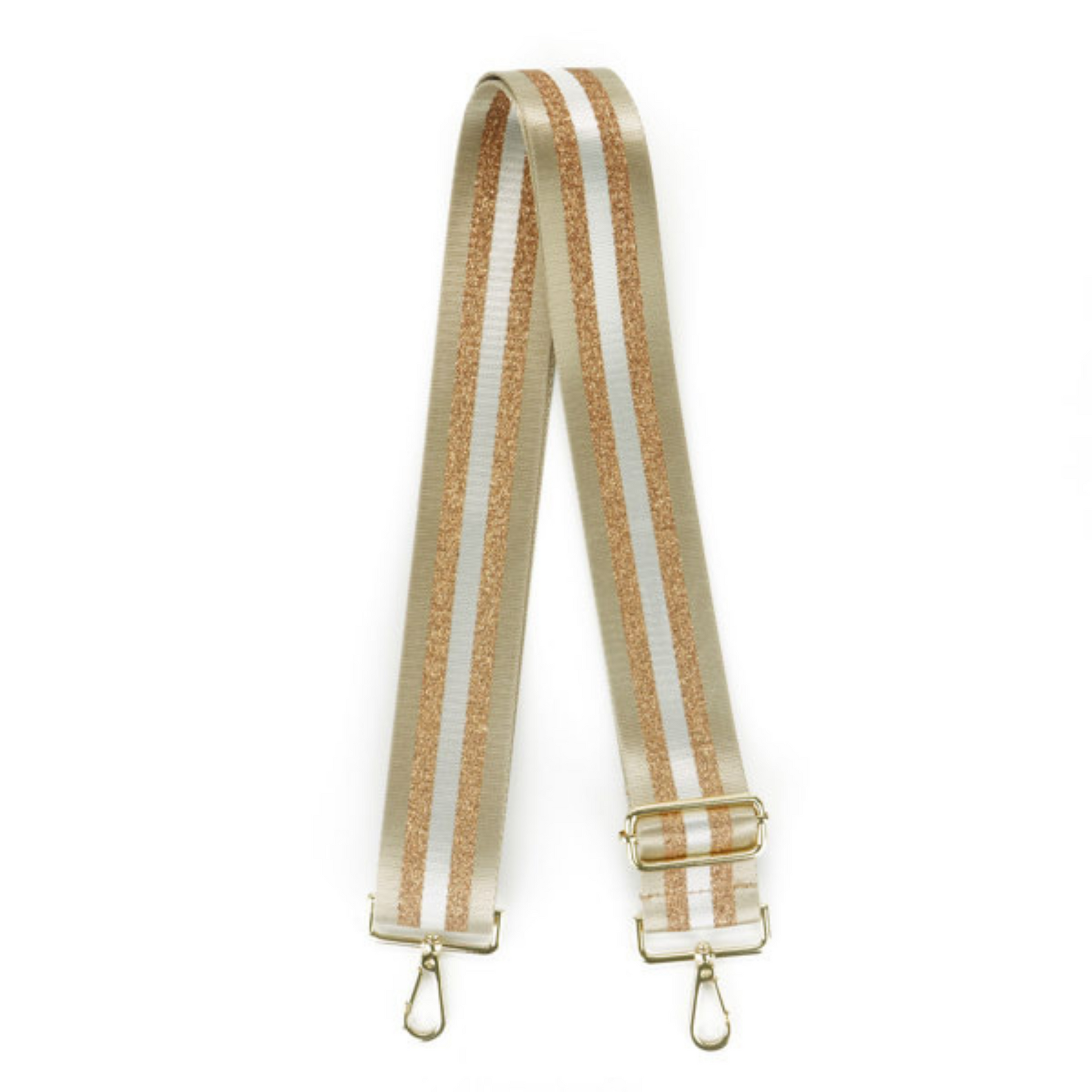 Gold and Cream striped purse strap from Kedzie. Adjustable and interchangeable