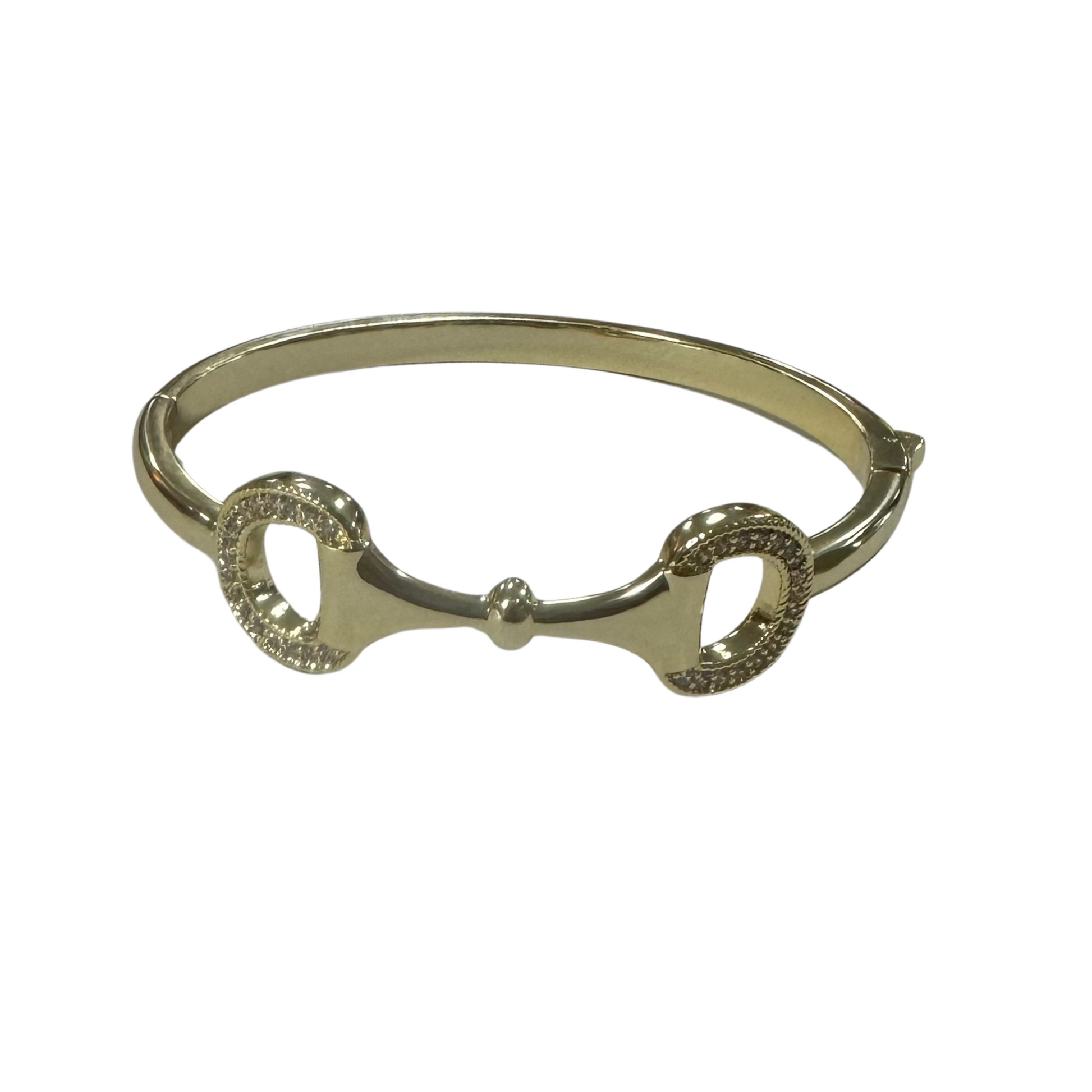 Expertly crafted, this Gold Rhinestone Bangle Bracelet is a must-have addition to any jewelry collection. The beautiful gold finish adds a touch of elegance, while the rhinestone accents provide a subtle sparkle. The cuff bangle design creates a perfect fit for any wrist, making it a versatile and stylish accessory for any occasion.