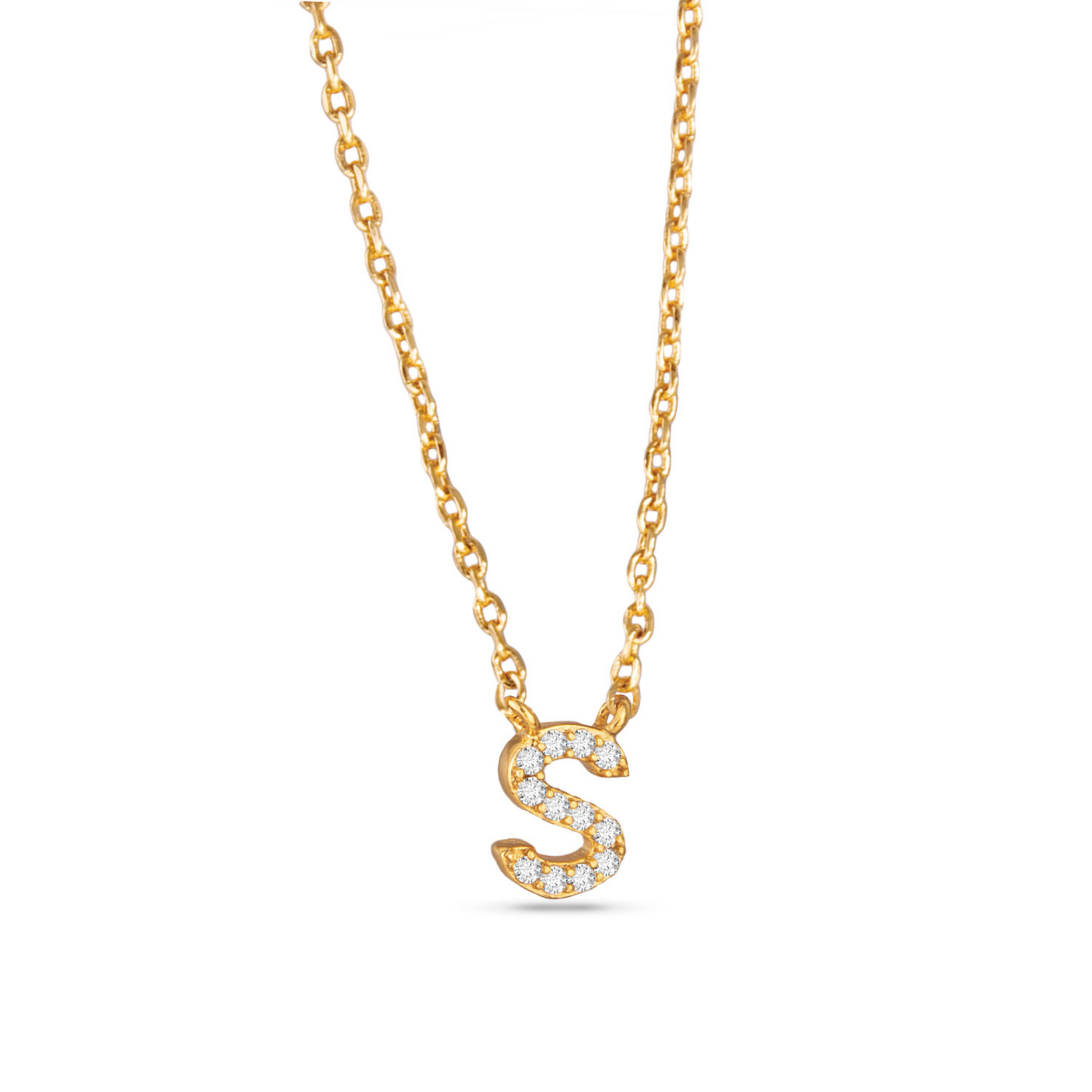 Gold CZ initial necklace (S)