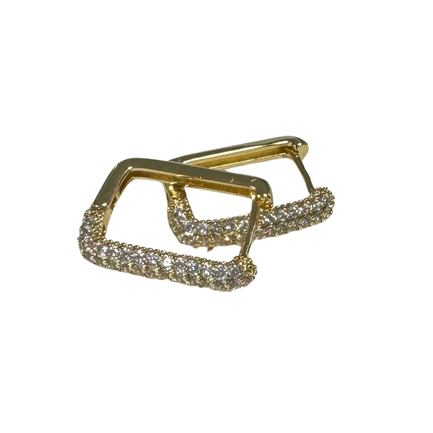 Square rhinestone hoops in gold