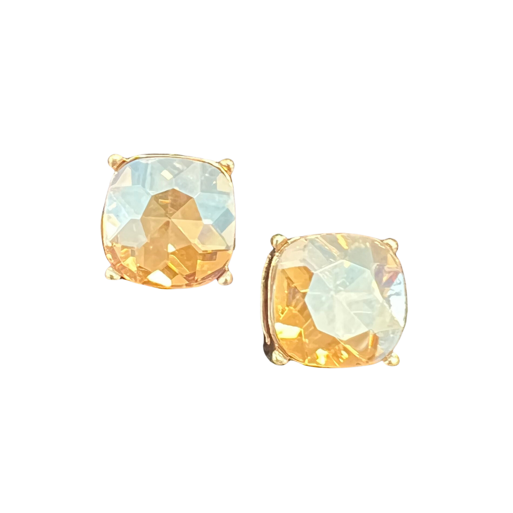 Large gold stone stud earrings