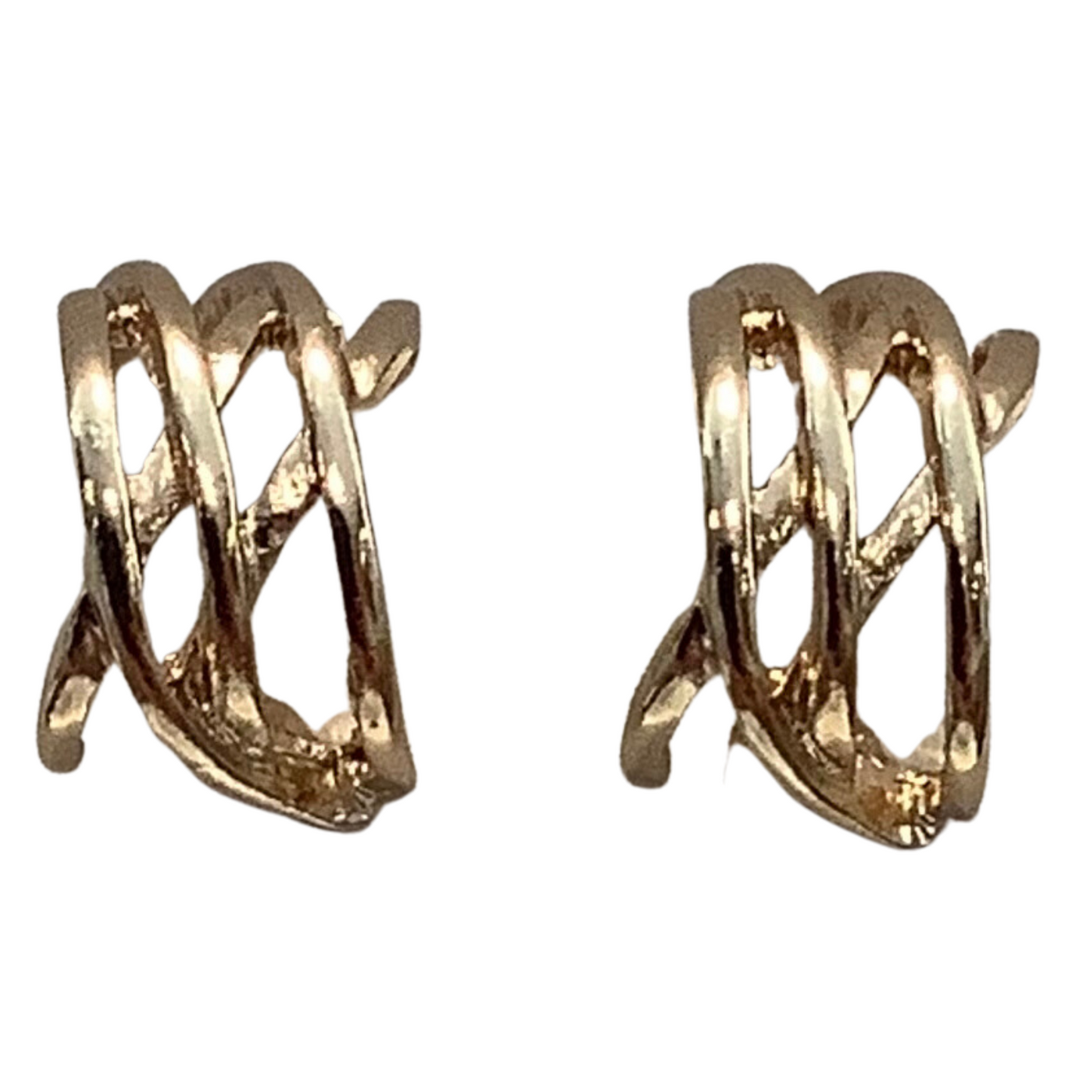 Gold woven clip on earrings