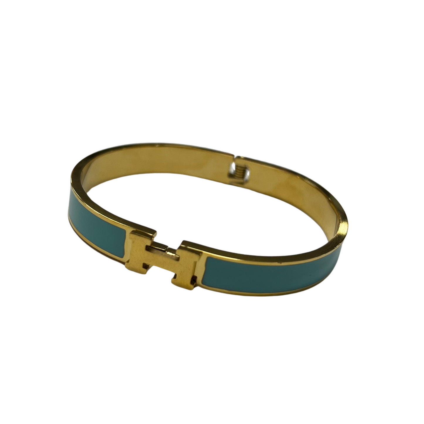 Hermes inspired cuff bangle bracelet in green