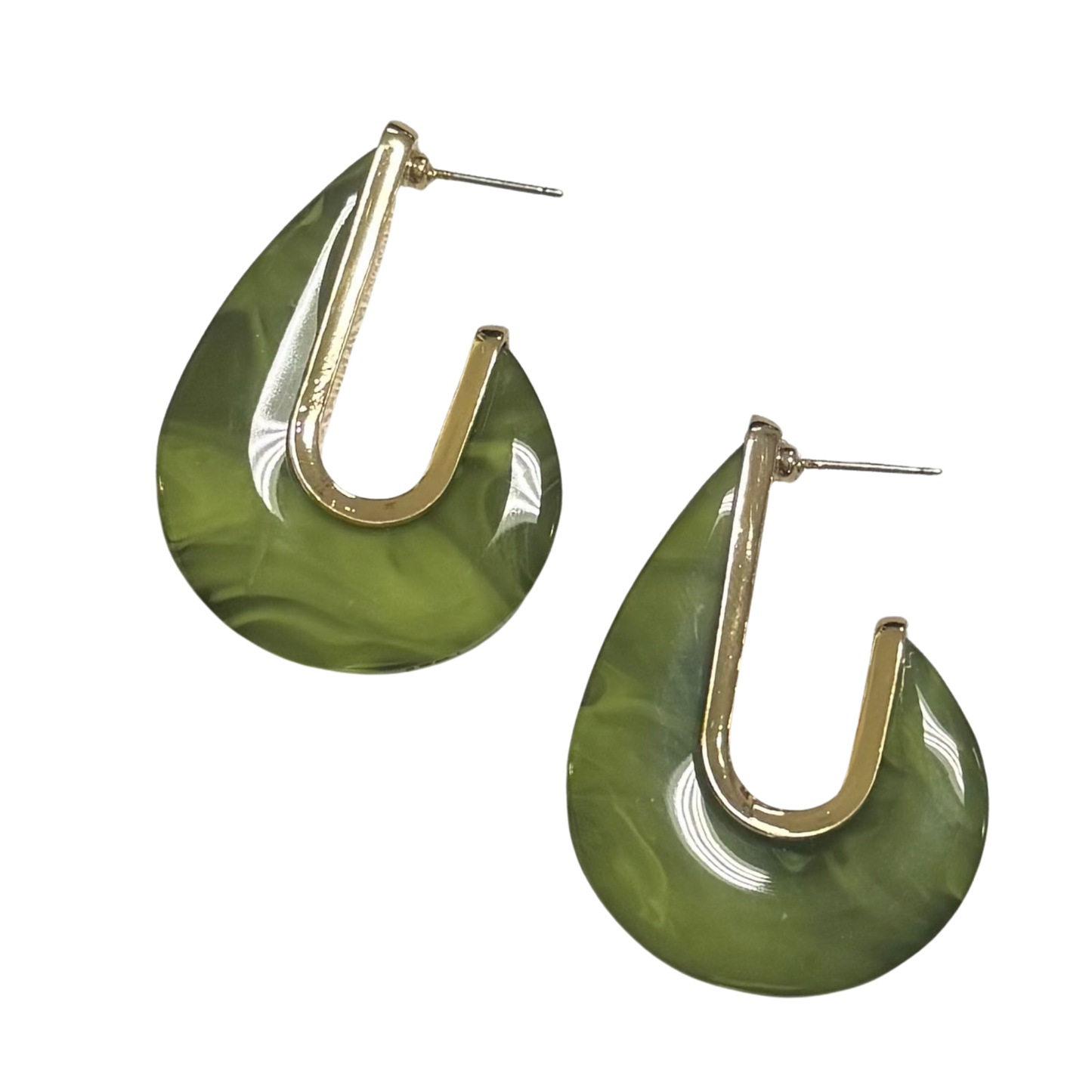 Colored Teardrop Earrings in green