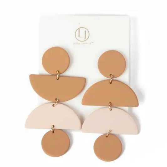 Expertly crafted with a chic and versatile half moon design, these dangle earrings add a touch of elegance to any outfit. Featuring neutral colors, they effortlessly complement any style. Elevate your jewelry collection with these sophisticated and timeless earrings.