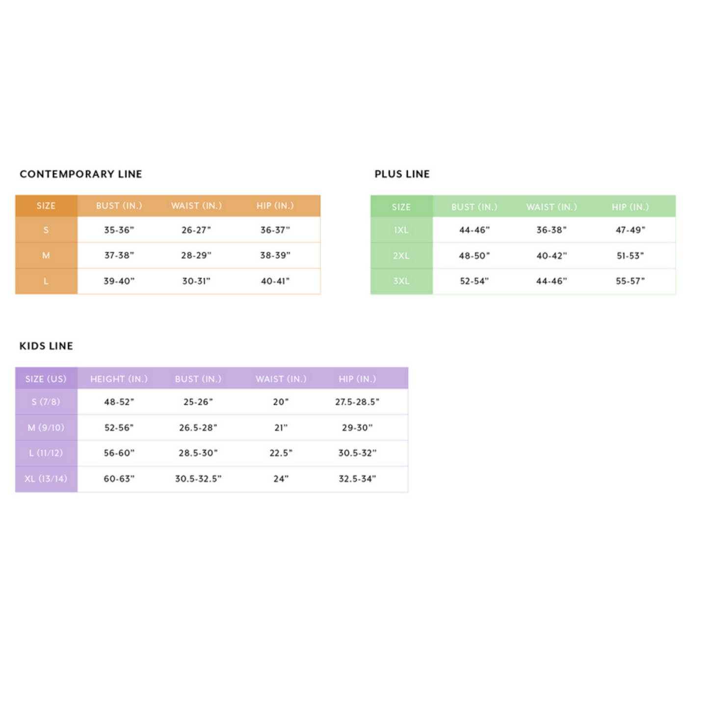 Haden Los Angeles Size Chart