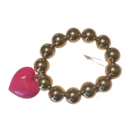 This ETE beaded bracelet showcases refined craftsmanship with its lustrous gold beading and striking pink heart centerpiece. Each bead is meticulously selected to create a harmonious composition that balances warmth and femininity. The heart accent serves as a meaningful focal point, making this piece both a personal statement and a versatile accessory. Perfect for those who appreciate quality materials and thoughtful design details that transcend seasonal trends.