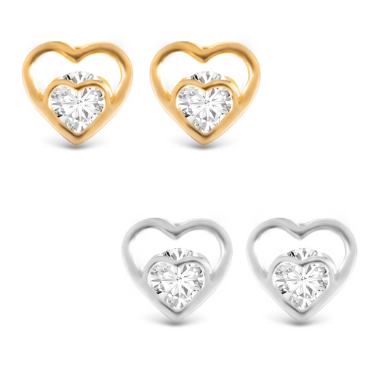 Add a touch of elegance to any outfit with our Double Heart Stud Earrings. Available in both silver and gold, these stud earrings feature a delicate heart design with a sparkling rhinestone accent. Perfect for adding a subtle yet stunning touch to your look.