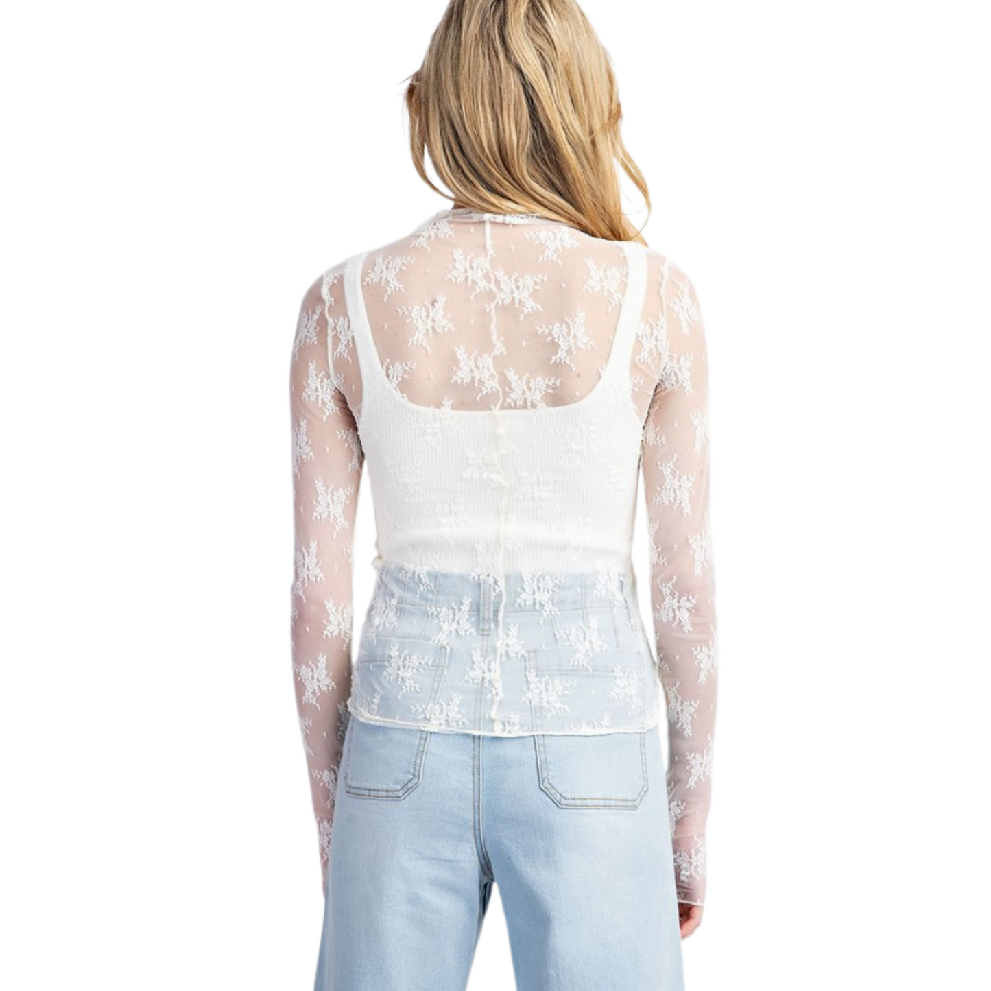 Long Sleeve lace top in ivory