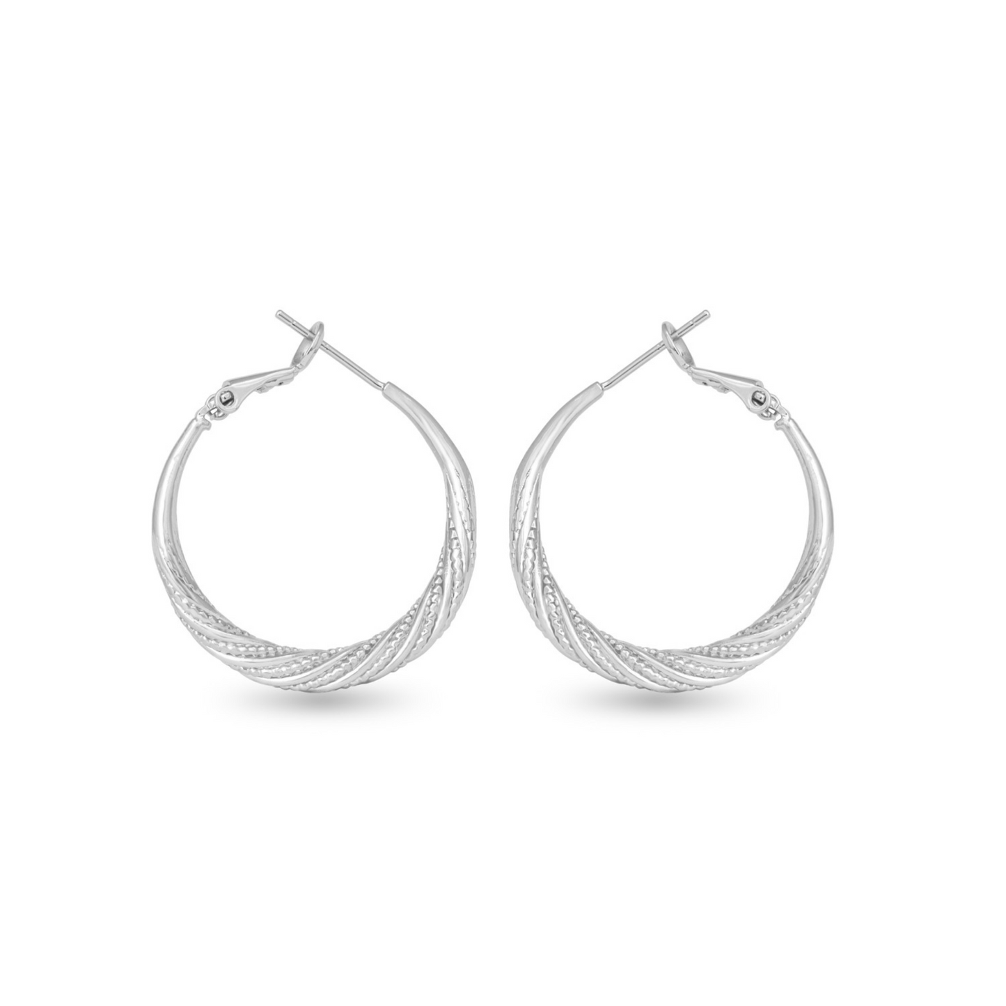 Expertly crafted with silver, these Ivy Twisted Hoops are a must-have accessory. The small hoops feature a unique twisted design that adds texture and dimension, making them perfect for any occasion. Elevate your style with these timeless and versatile earrings.