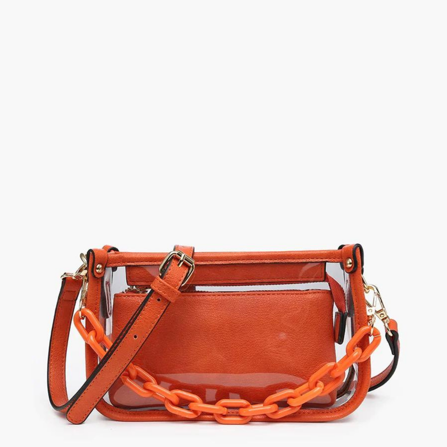 Jessica Clear crossbody purse in orange