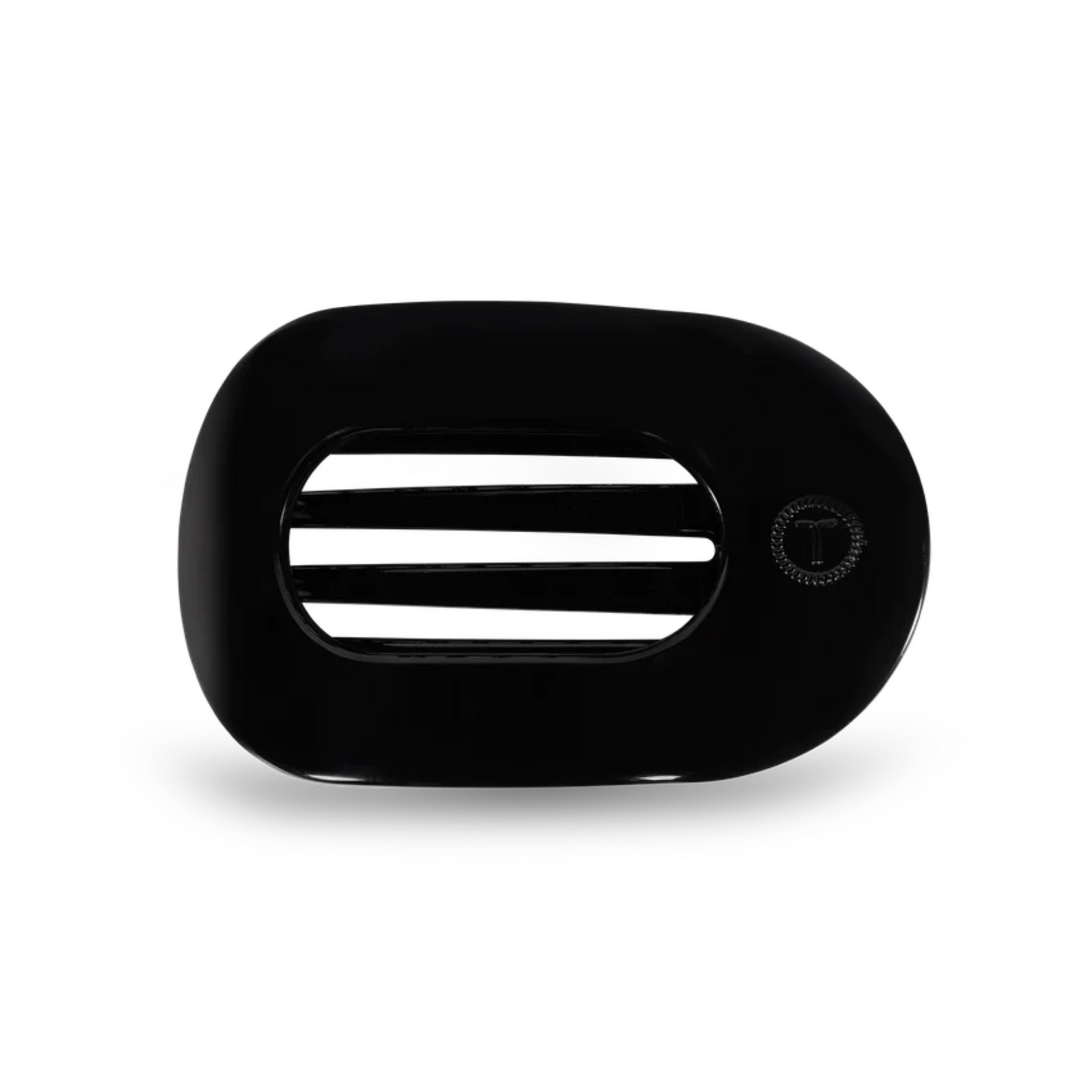 Small Flat Round Clip in jet black