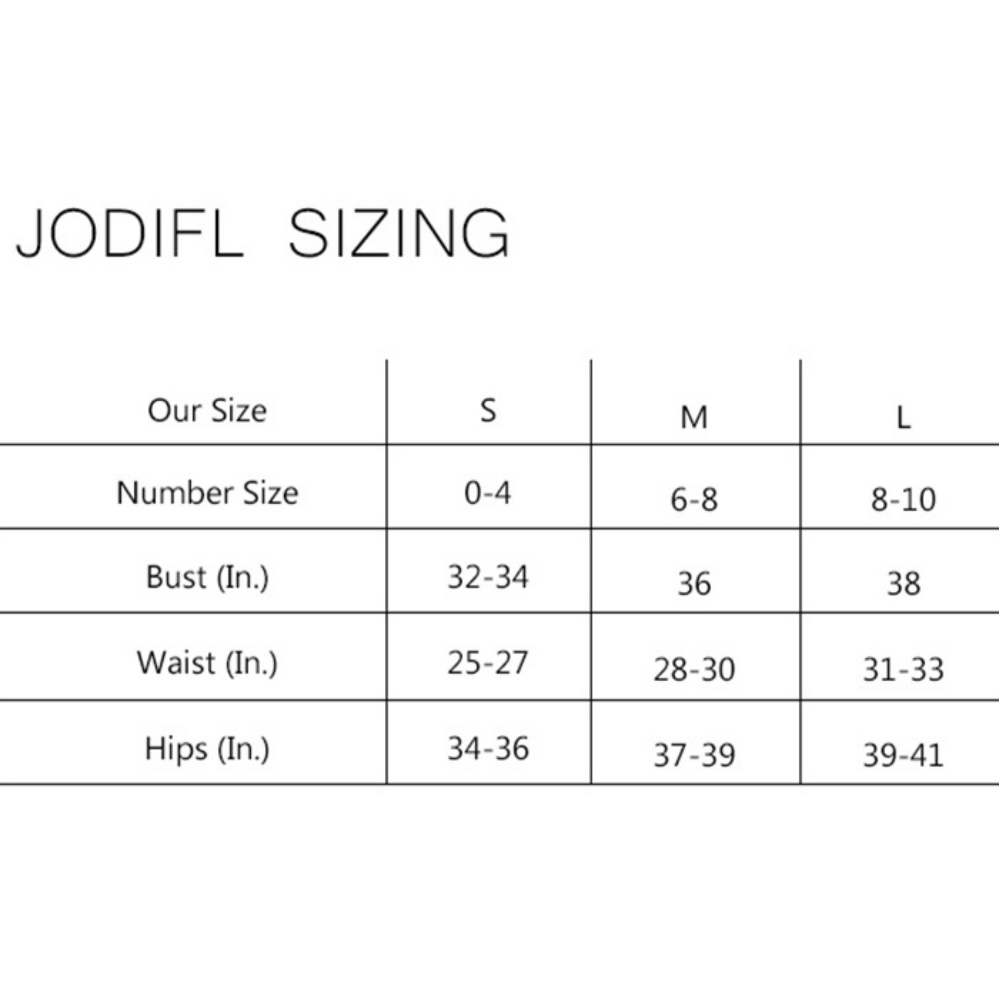 Jodifl Size Chart