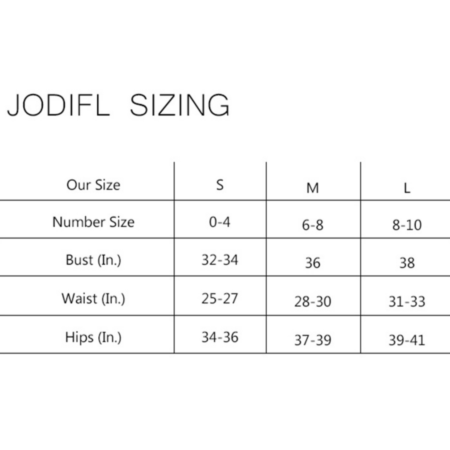 Jodifl size chart
