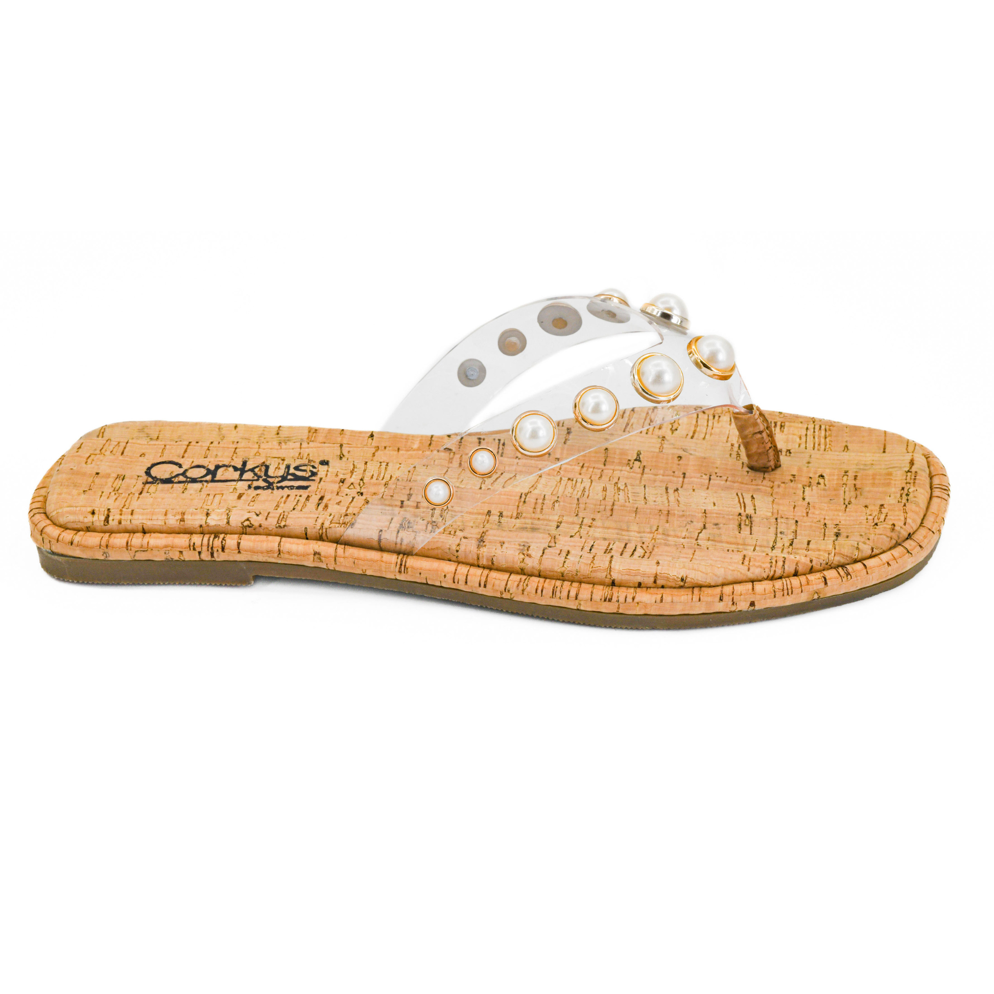 Step into effortless comfort with the Jump In flip flop sandal by Corkys. Featuring a clear upper that lets your style shine through, this sandal is grounded by an authentic cork bottom that provides natural cushioning and support. Perfect for casual days, beach trips, or relaxed outings, the Jump In delivers the lightweight feel and durability you expect from Corkys' trusted craftsmanship. Slip them on and go.