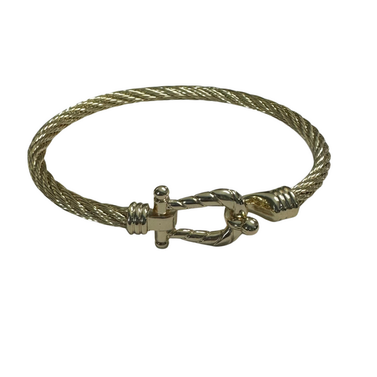 Expertly crafted with a sleek gold finish, this Knotted Bangle Bracelet features a stunning knot design and secure clasp closure. Elevate any outfit with this timeless and versatile piece.