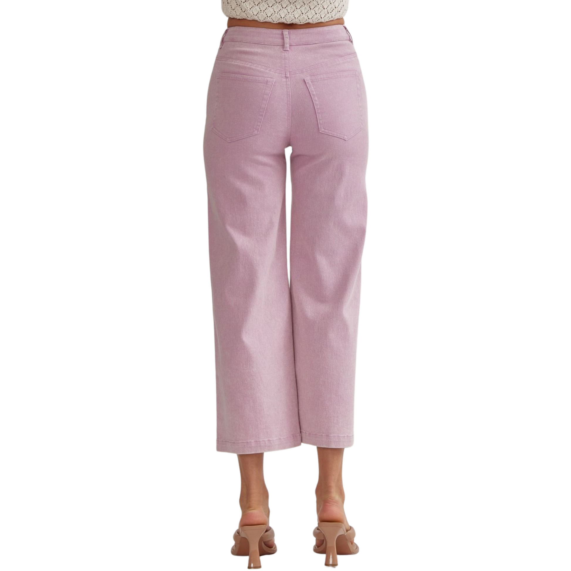 High waisted wide leg pants in lavender