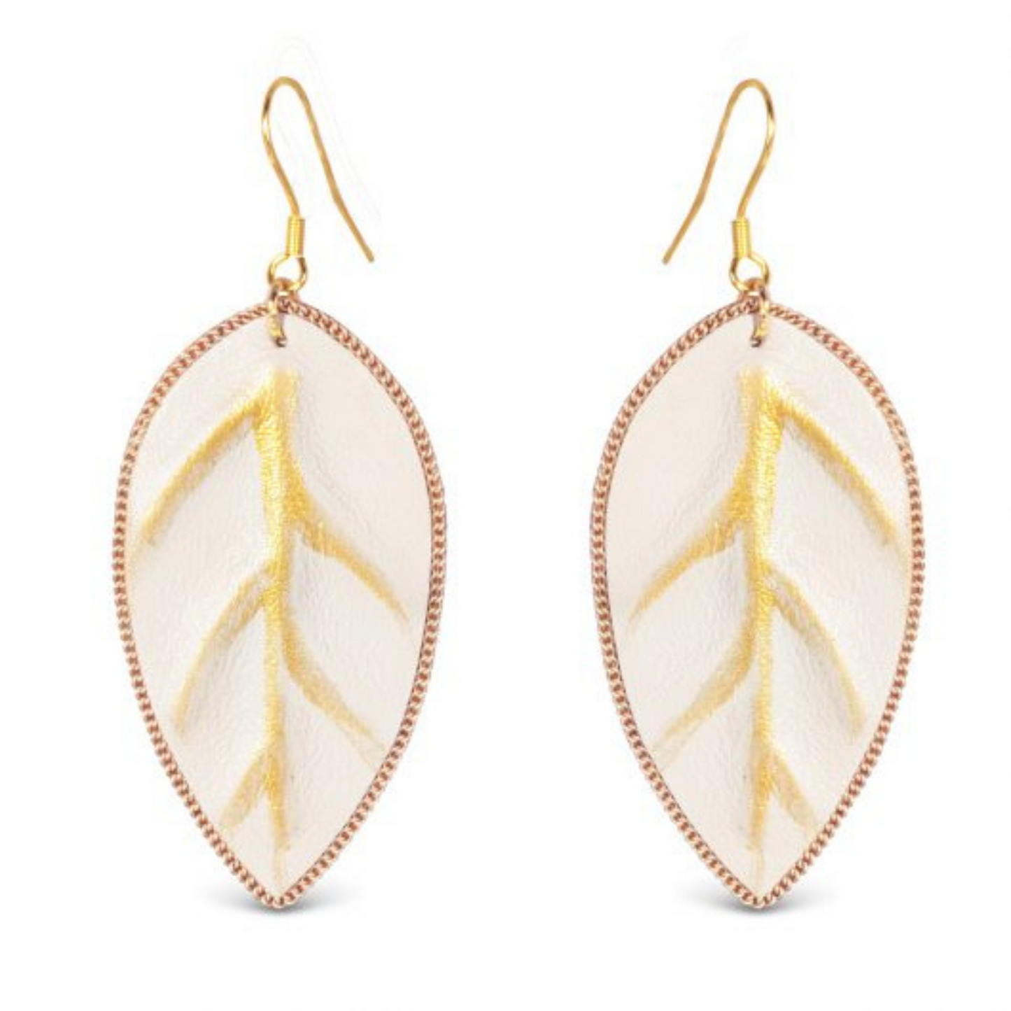 Elevate your style with these elegant Leaf Dangle Earrings by Amanda Blu. Featuring a stunning white and gold color combination, these earrings are perfect for adding a touch of sophistication to any outfit. The intricate leaf design adds a natural and feminine touch, making them the perfect accessory for any occasion.