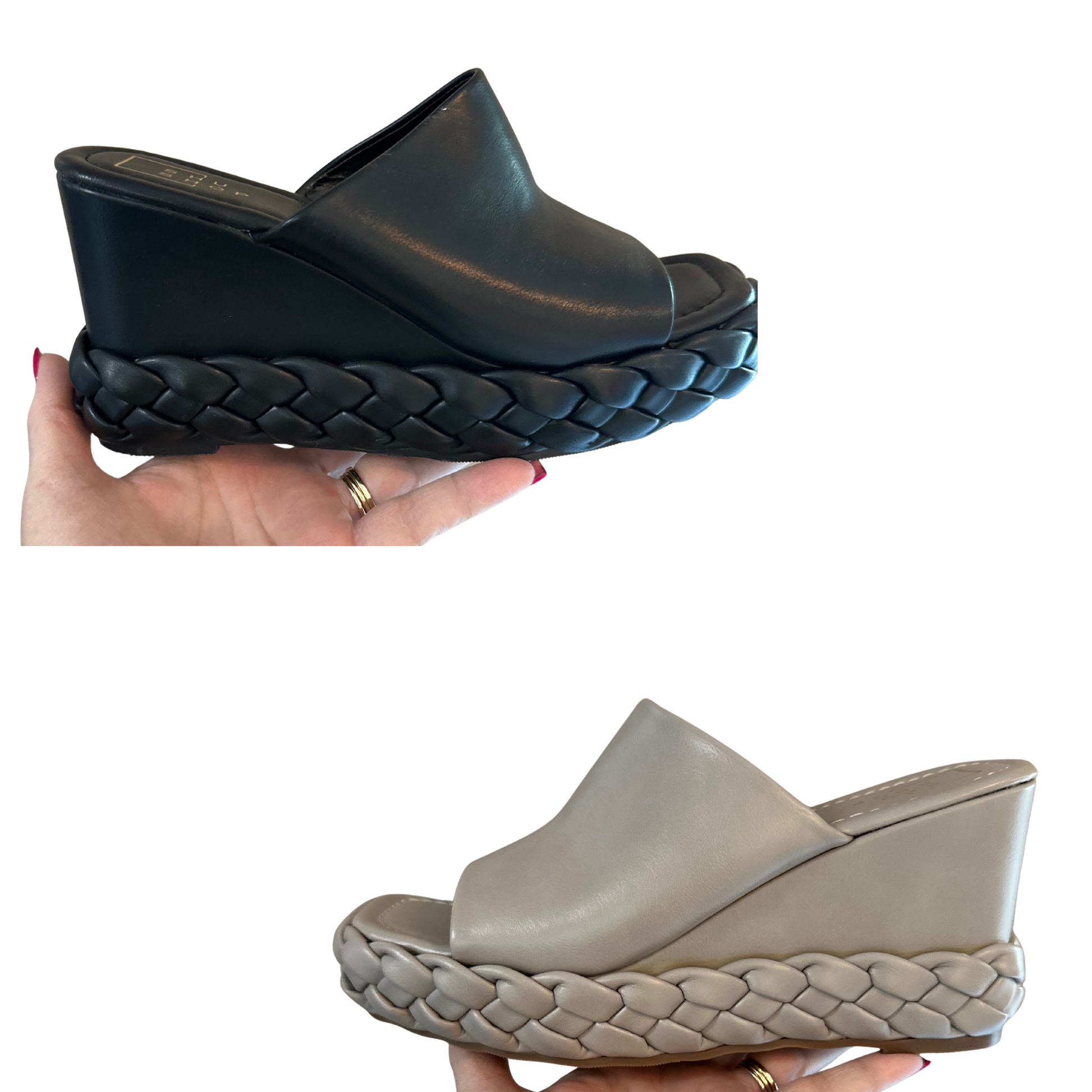 The Letizia wedge sandal from ShuShop combines timeless style with practical comfort. This open-toe design elevates any warm-weather wardrobe, offering a flattering silhouette that works equally well for casual outings or polished occasions. Available in versatile grey and black, each shade pairs effortlessly with your existing pieces. The wedge heel provides stable, all-day wearability while the open-toe construction keeps your feet cool. A refined choice for those who appreciate quality footwear that bala