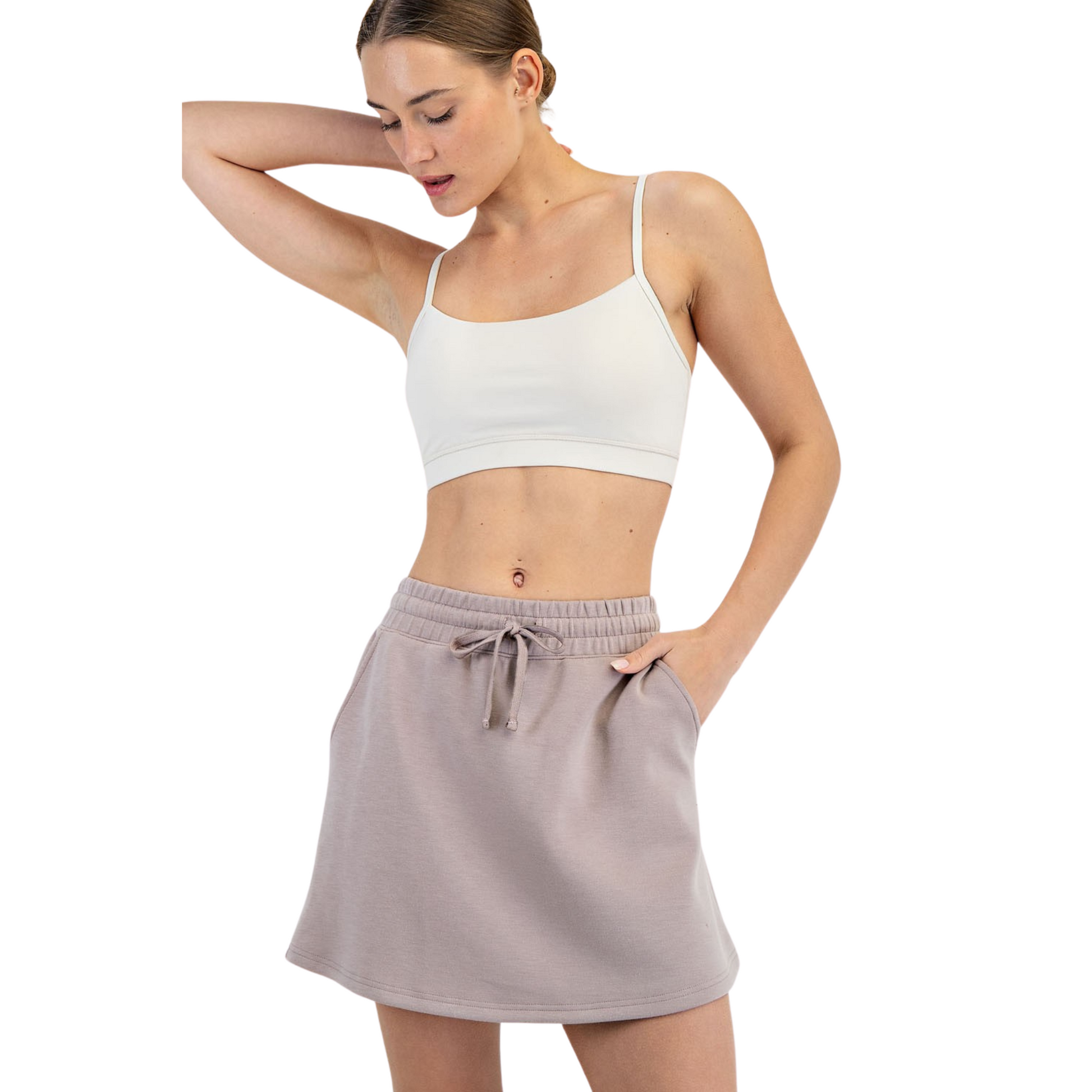 Modal Poly Span mini skort in light mocha
