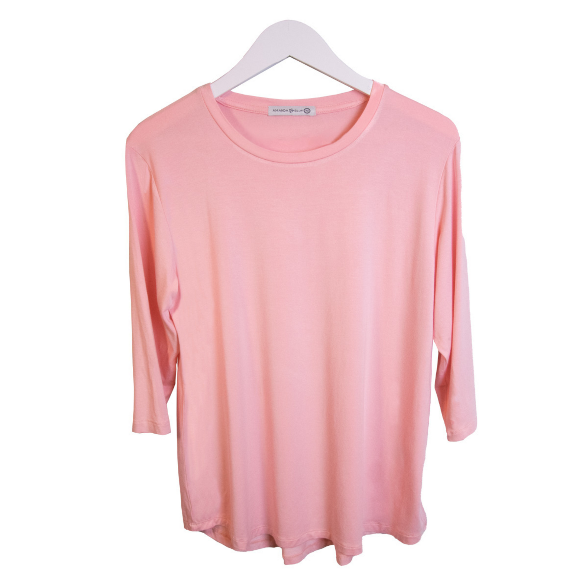 3/4 length sleeve top in light pink