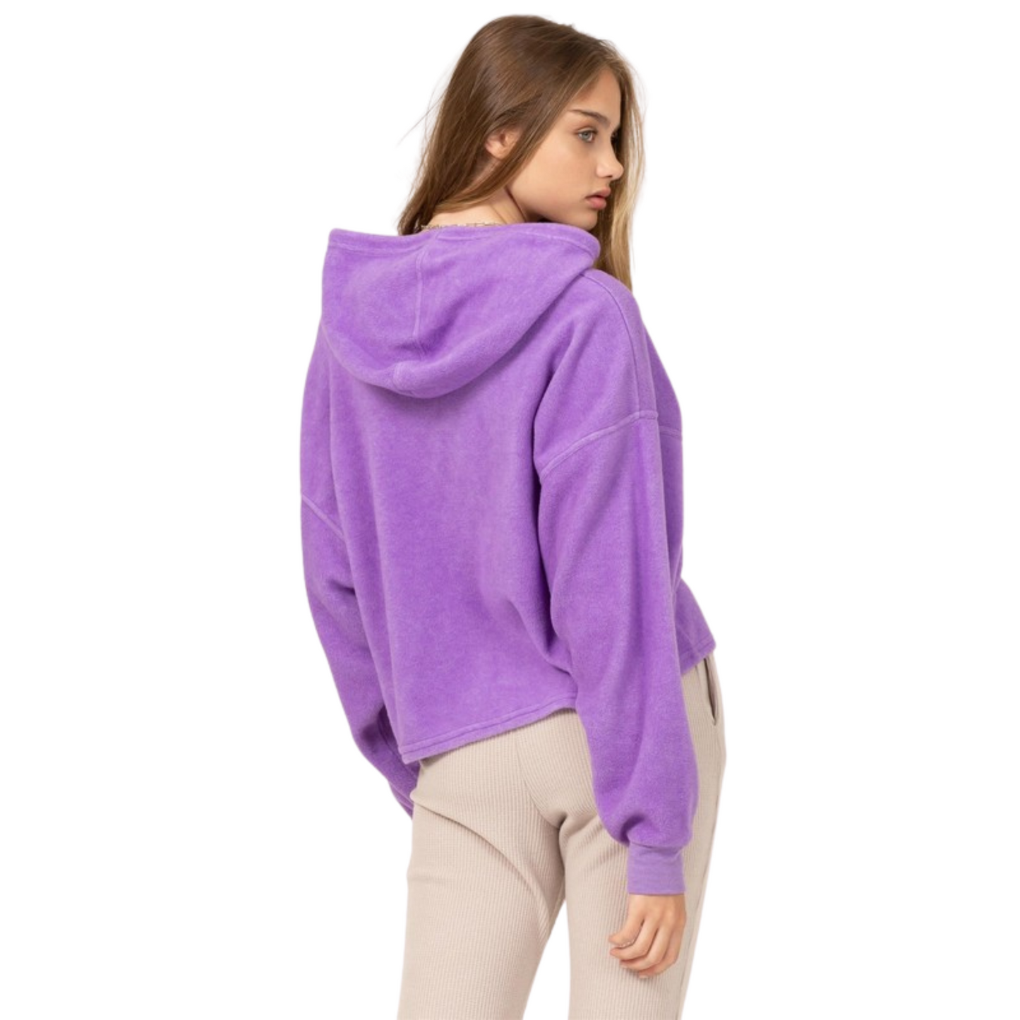 Oversized balloon sleeve hoodie in lilac fog