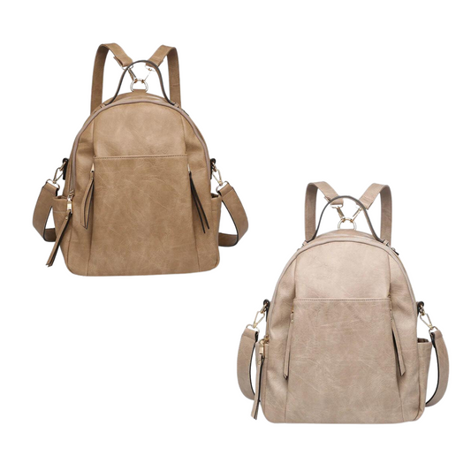 Lillia convertible backpack purse. Available in light dove color and taupe 