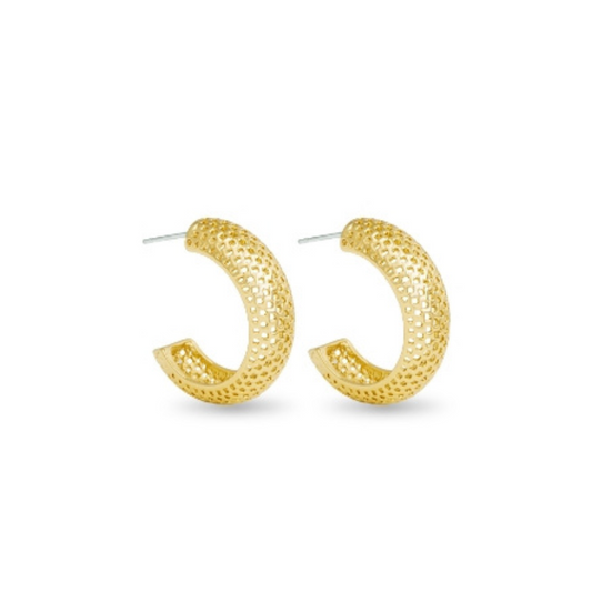 Madelyn Mesh Polished Gold Hoop Earrings