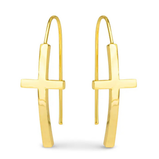 Elevate your style with the Maria Polished Cross Drop Earrings by Amanda Blu. Crafted in gleaming gold, these dangle earrings feature a refined cross design that balances timeless symbolism with modern elegance. Their polished finish catches the light beautifully, making them a sophisticated choice for both everyday wear and special occasions. Expertly designed to complement a variety of looks, these earrings offer a subtle yet striking statement of faith and fashion.