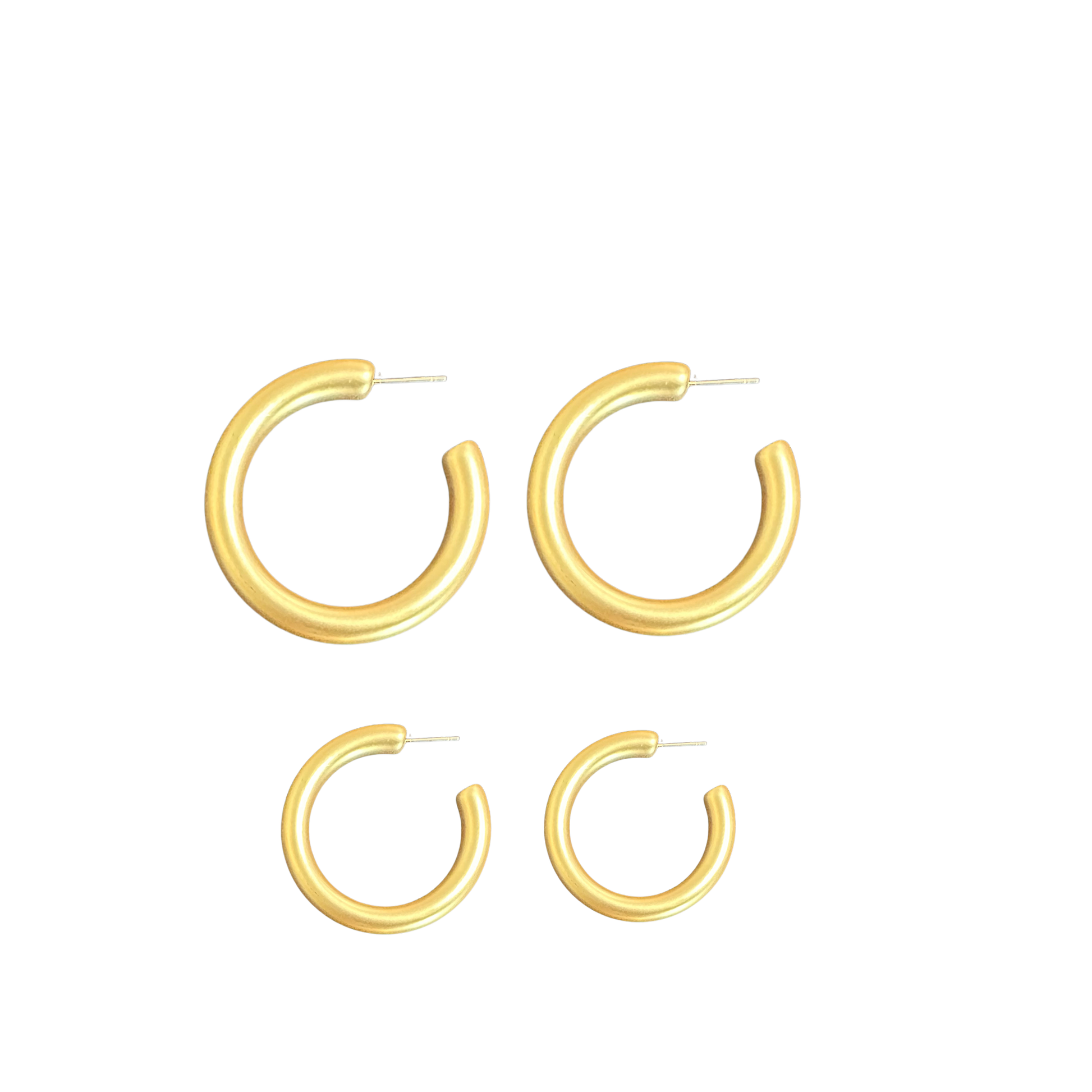 Elevate your everyday look with these stunning matte gold hoop earrings from Perdido Gems. Crafted with a sophisticated matte finish, these timeless hoops offer a modern twist on a classic style. Available in small or large sizes to suit your preference, they're the perfect accessory for any occasion—from casual outings to special events. Versatile, elegant, and effortlessly chic.