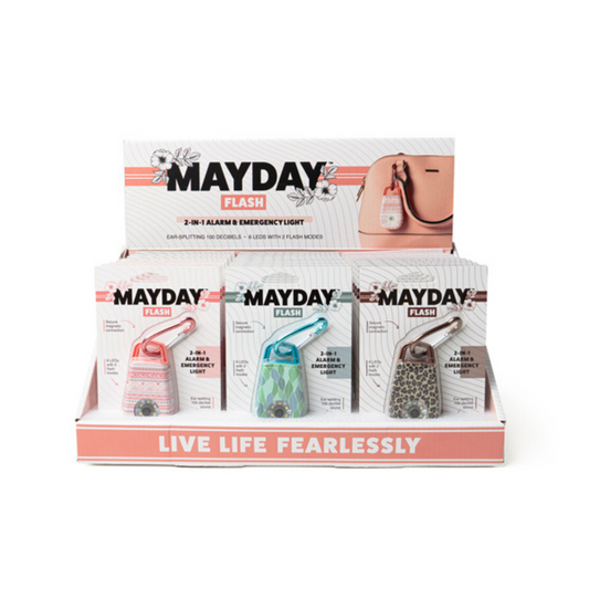 Mayday Personal alarm and emergency lights. Available in a variety of colors