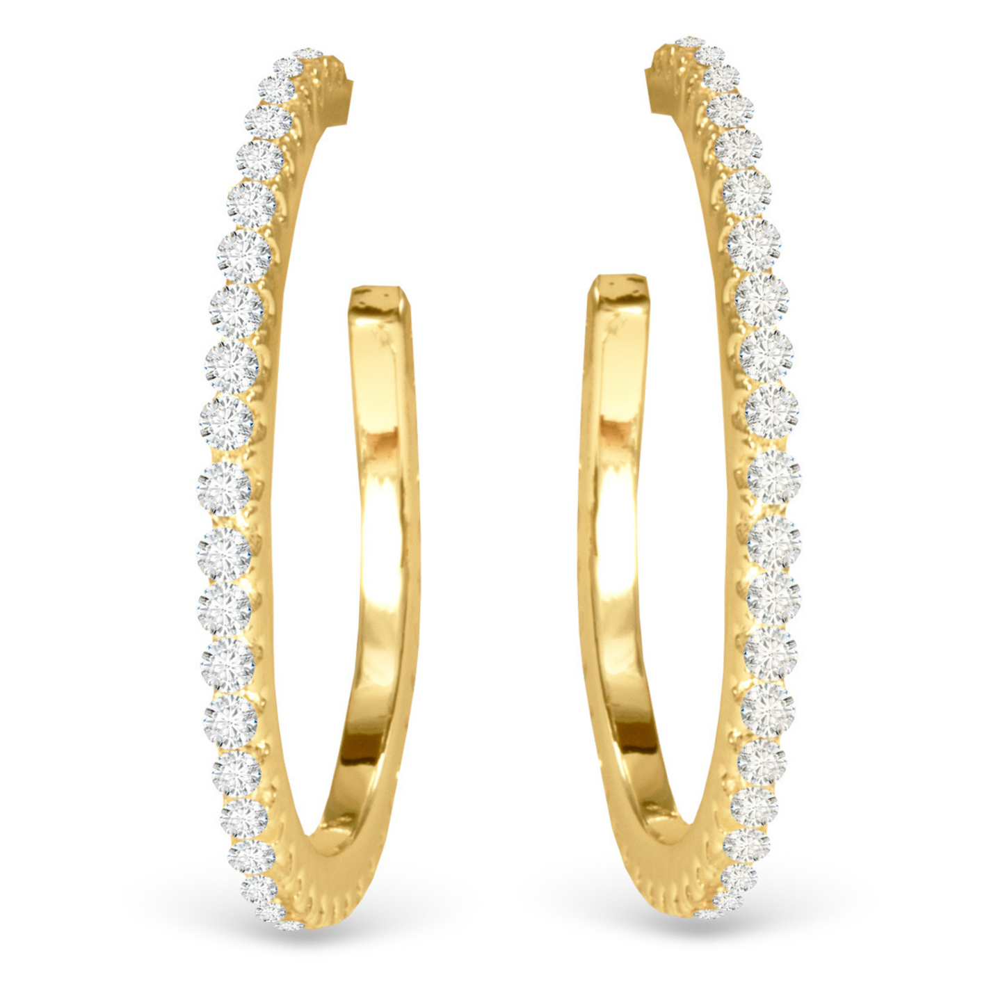 Expertly crafted, these Micro CZ Hoop Earrings by Amanda Blu feature a stunning gold design, accented with a sparkling rhinestone lining. Perfect for any occasion, these hoop earrings showcase the brilliance of cubic zirconia. Elevate your style with these luxurious earrings from the renowned Amanda Blu brand.