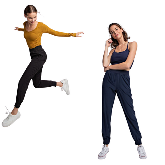 Our Oxford Mid Rise Joggers are crafted with Oxford St Woven fabric, perfect for dance studio or everyday activities. These stylish joggers feature a mid-rise waist for a flattering fit while providing comfort with a relaxed fit. Available in navy or black, these joggers make a great addition to any wardrobe.