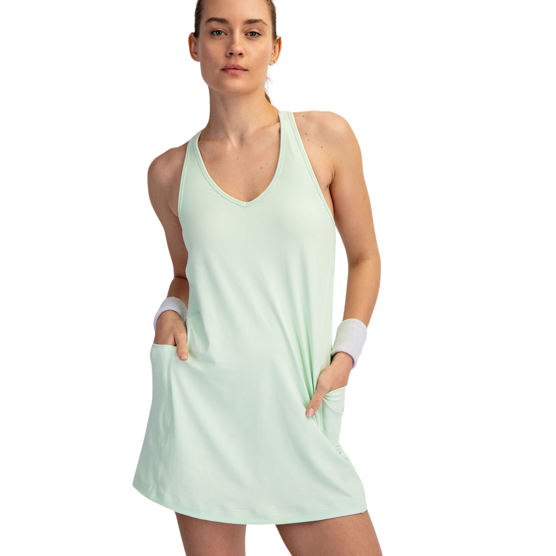 Slip into effortless comfort with this Rae Mode Butter Soft Active Mini Dress in a refreshing mint hue. Crafted from ultra-soft, breathable fabric, this tank-style mini dress moves with you through workouts, errands, and casual days alike. The relaxed fit and lightweight construction make it perfect for layering or wearing solo. Whether you're hitting the gym or grabbing coffee, this versatile piece delivers style and comfort in one.