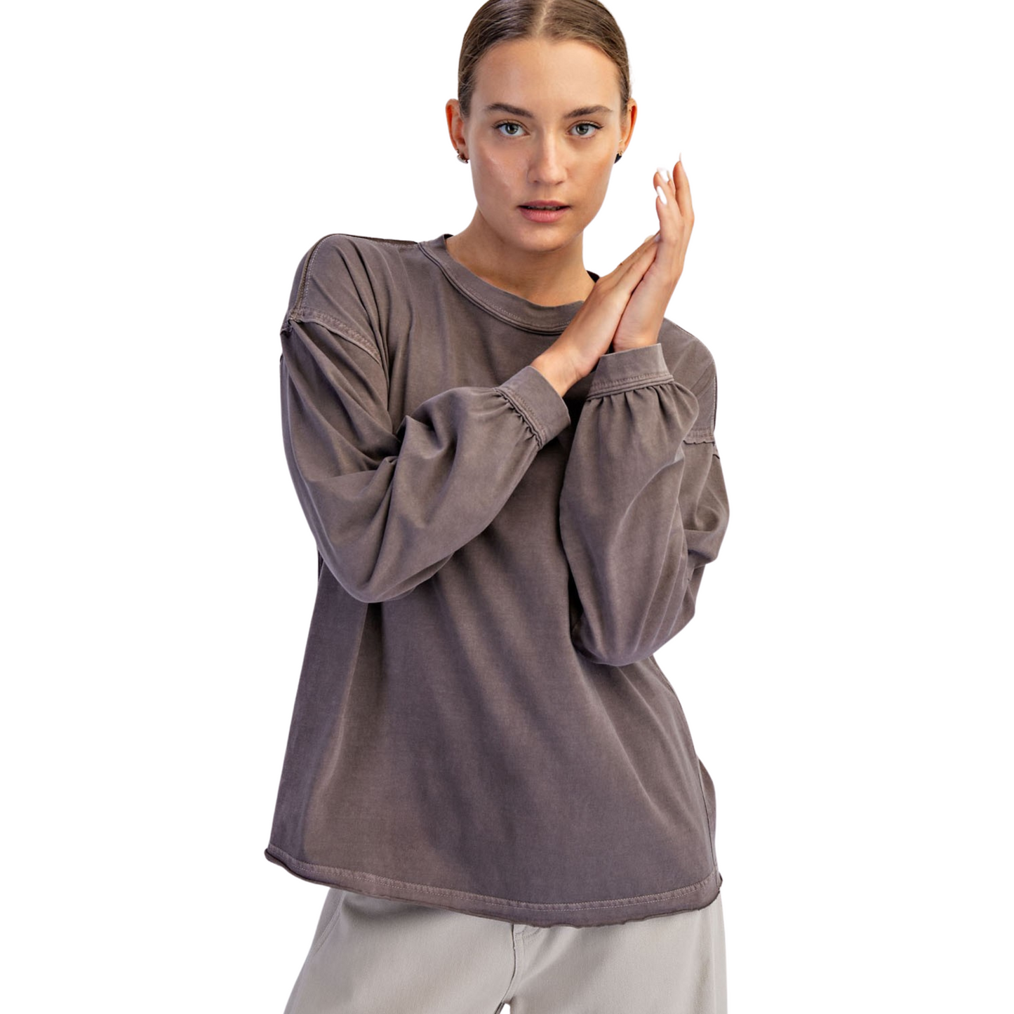 Pigment Washed Top in Mocha