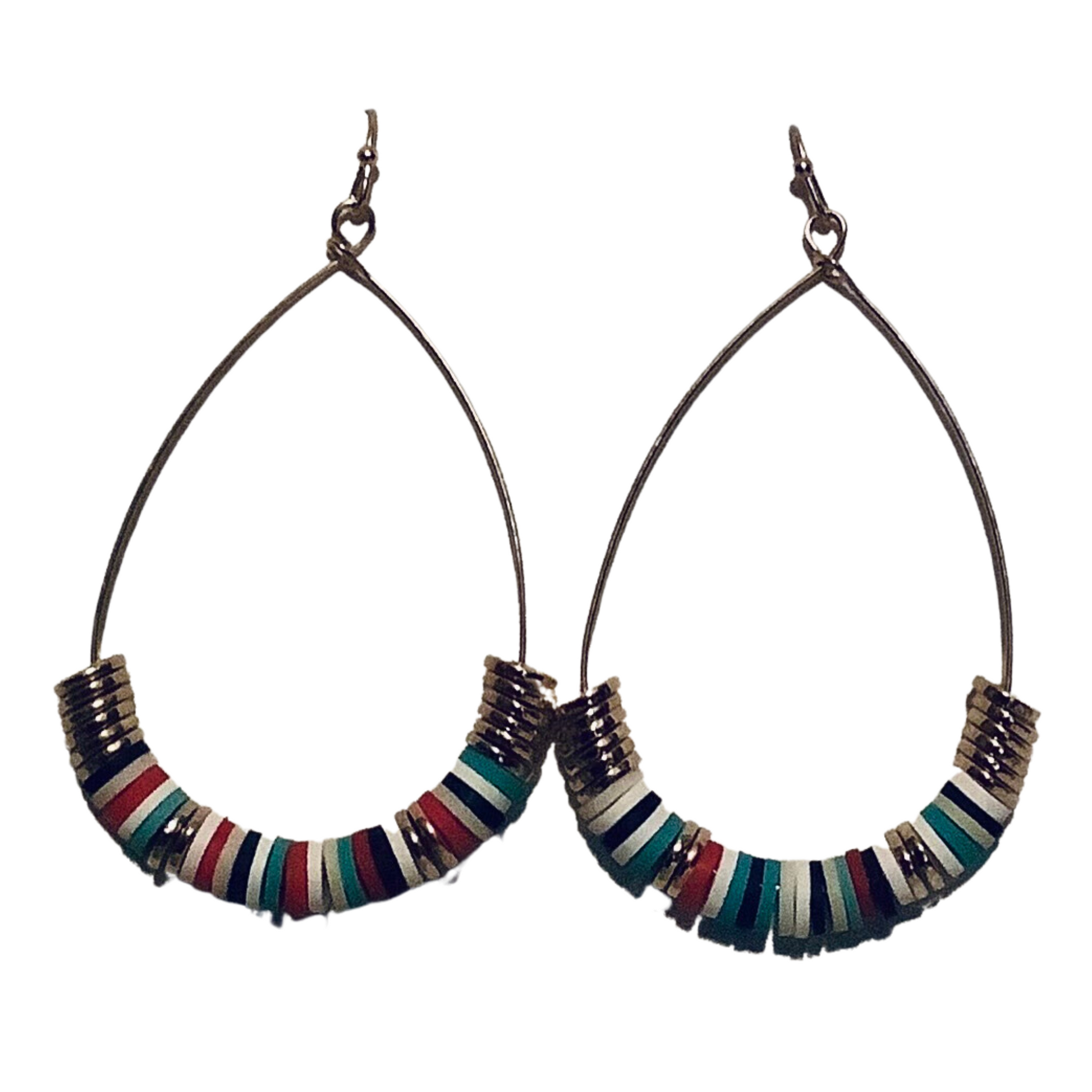 Multicolor beaded teardrop hoop earrings
