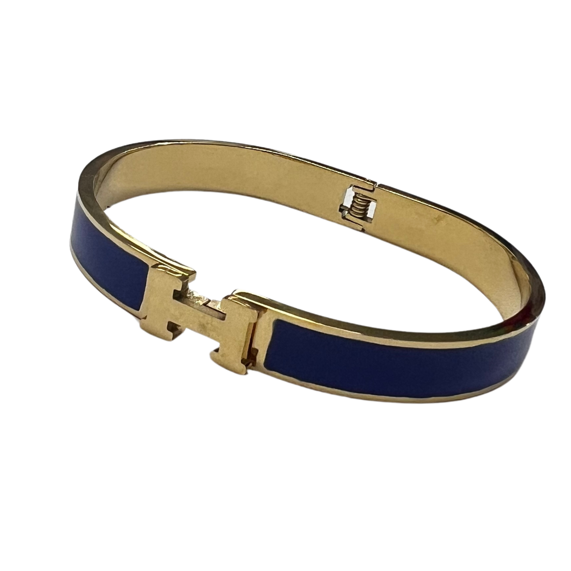 Hermes inspired cuff bangle bracelet in navy