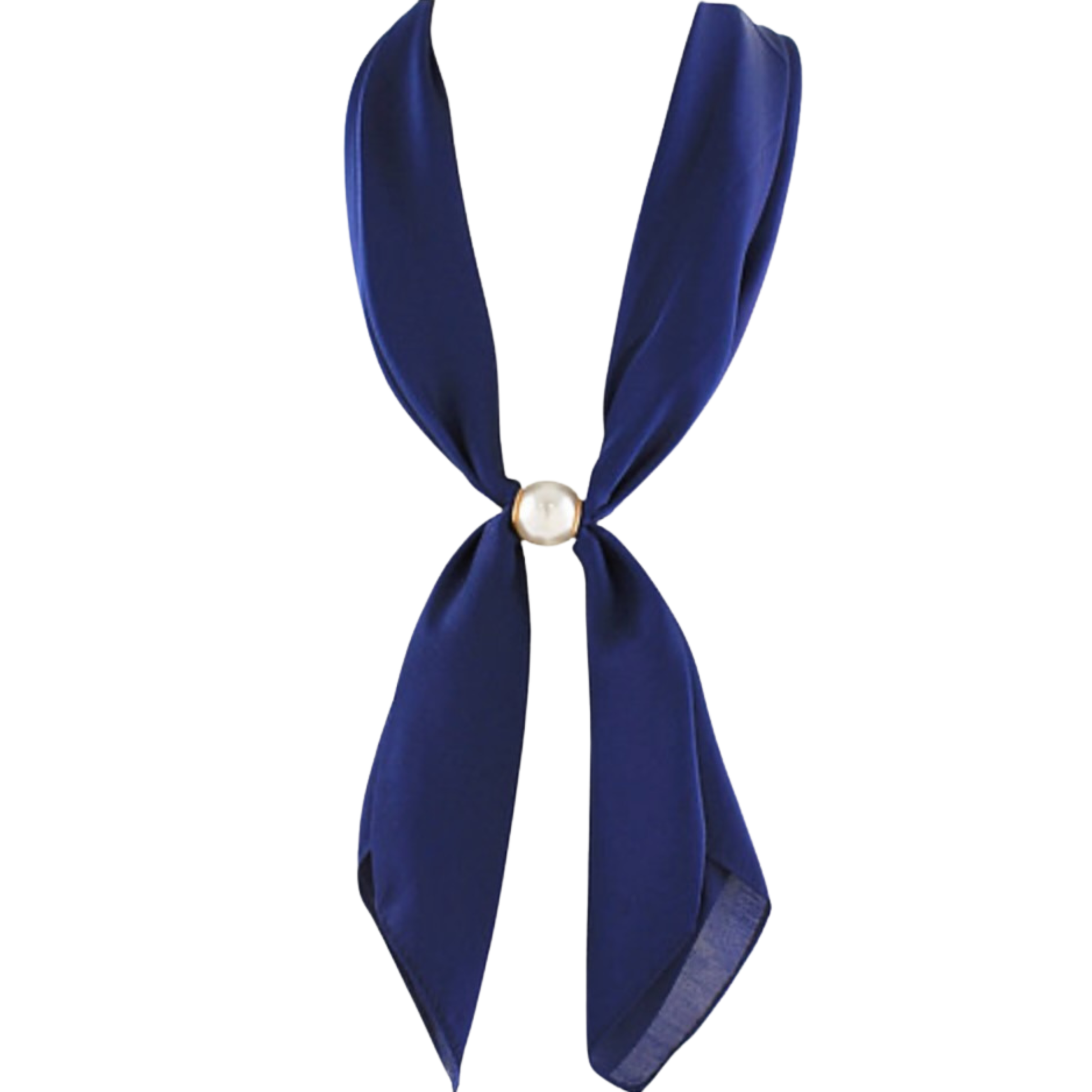 Scarf Necklace with Pearl Accent in navy