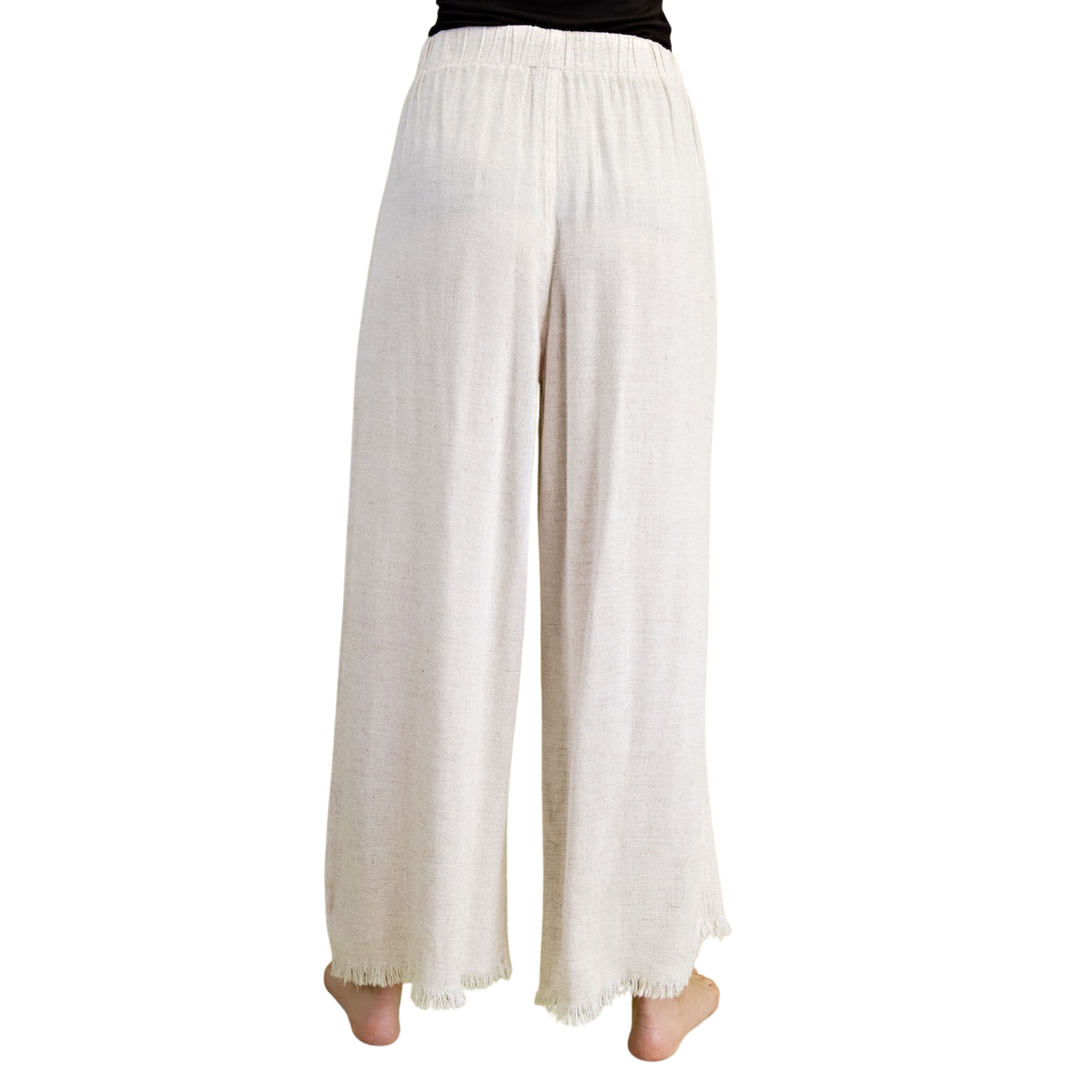 Elevate your casual wardrobe with these GiGio Frayed Cropped Wide Leg Pants in a versatile oatmeal hue. Designed for plus-size figures, these pants feature a comfortable drawstring waist for an adjustable, personalized fit. The cropped wide-leg silhouette offers a modern, flattering cut that works for any body type. Perfect for layering with your favorite tops, these pants deliver effortless style and comfort for everyday wear.