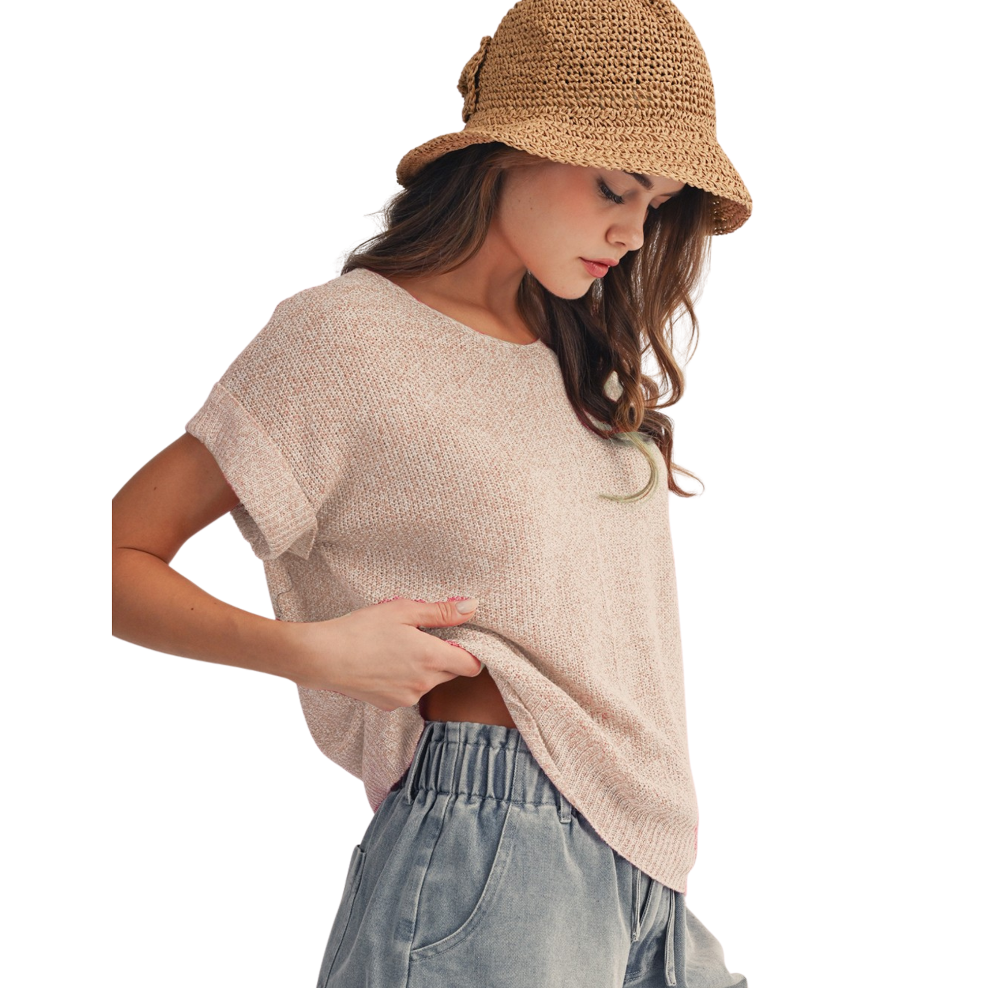 Effortless style meets comfort in this lightweight V-neck pullover top from LovLov. Crafted in a warm oatmeal tone, this easy-knit design slips on effortlessly for everyday wear. The relaxed fit and breathable fabric make it perfect for layering or wearing solo. A versatile wardrobe essential that transitions seamlessly from casual to polished.