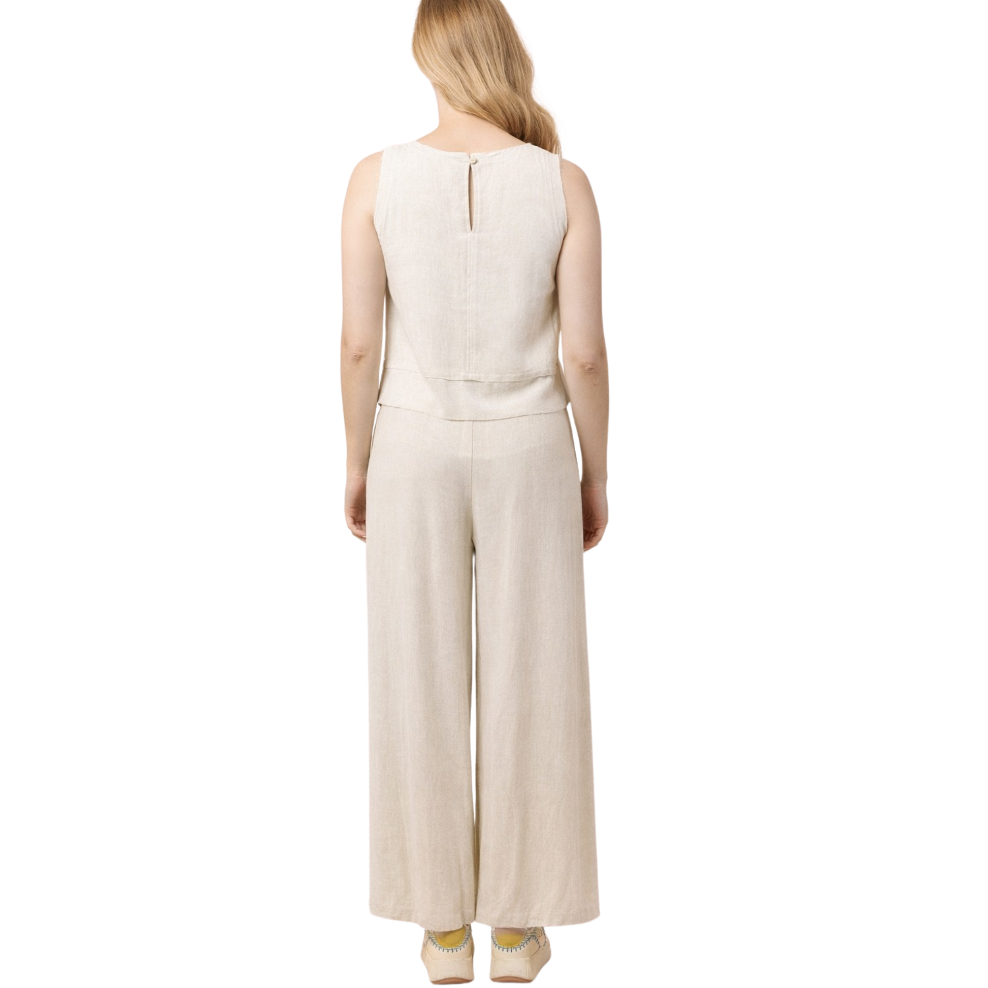 Woven Sleeveless Top and Bottom Set in Oatmeal